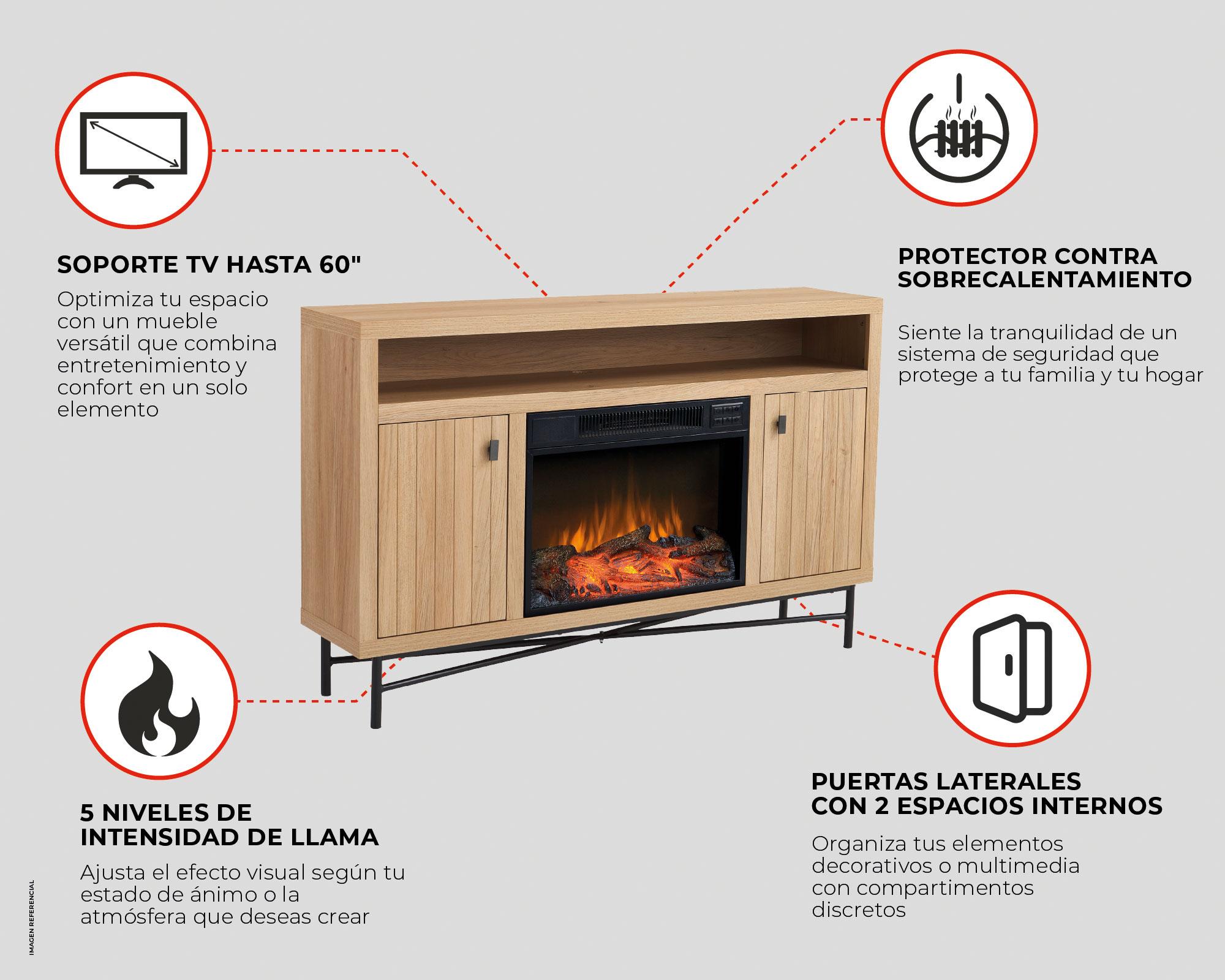 Estufa mueble TV 60'' 1500W-5