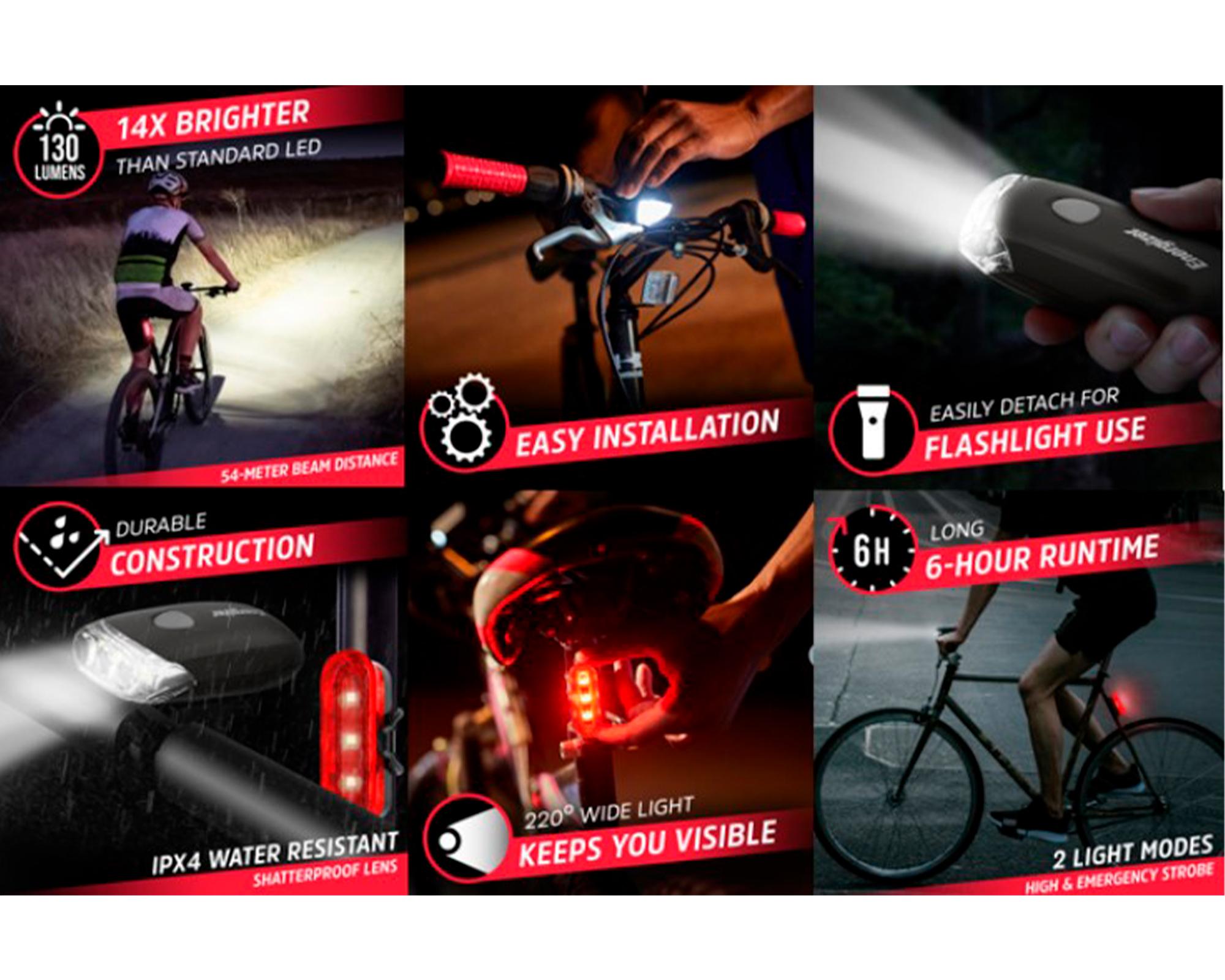 Juego de luces para bicicleta BLFA32 BLRA12 + 4 pilas AAA-2