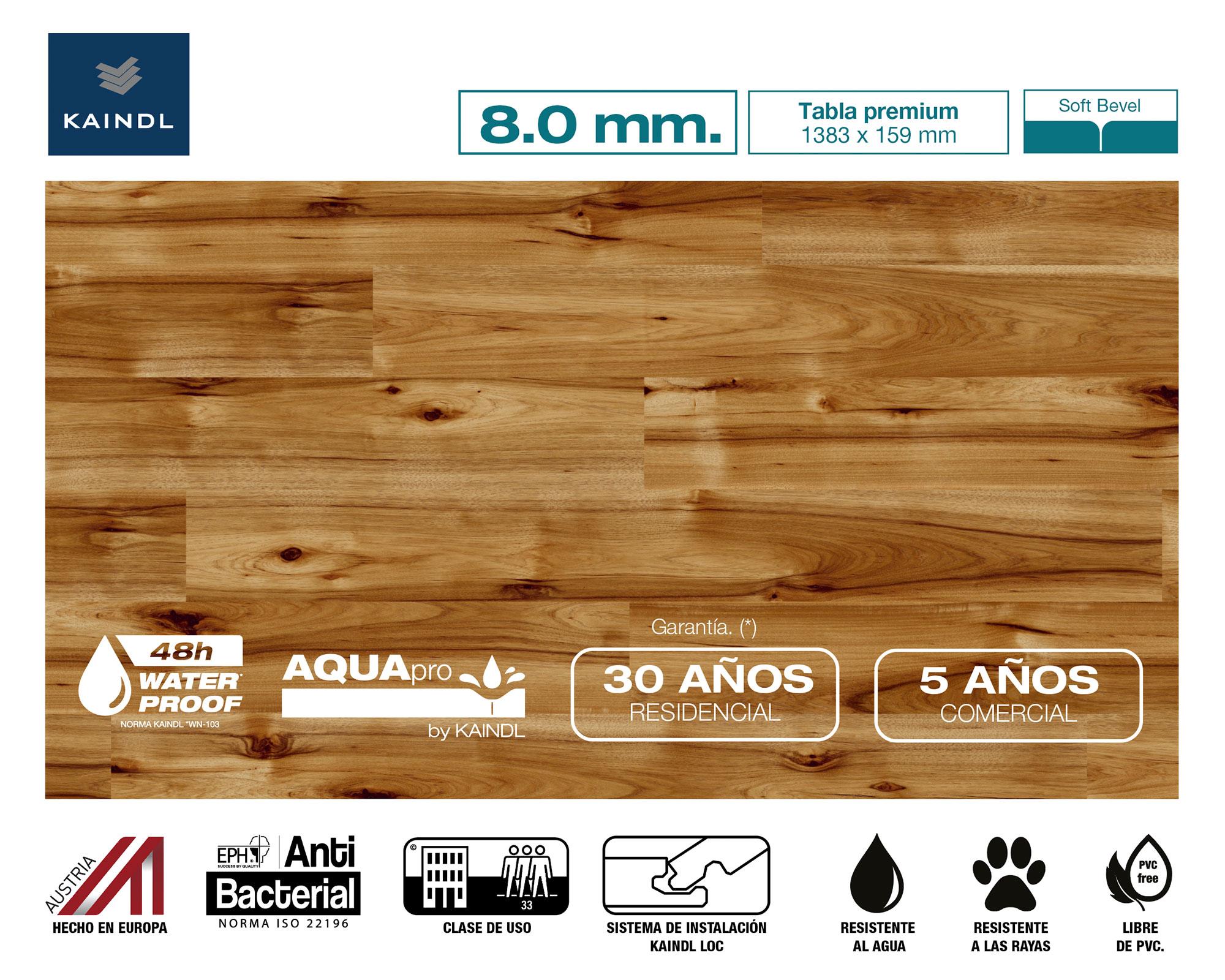 Piso flotante AquaPro Easy Touch Loclight 8mm 15.9x138.3 cm 2.2m2-1
