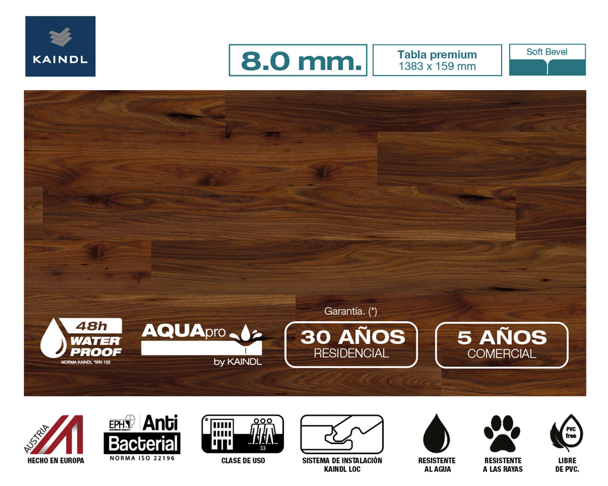 Piso flotante AquaPro Easy Touch Olmo Lucia 8mm 15.9x138.3 cm 2.2m2-1