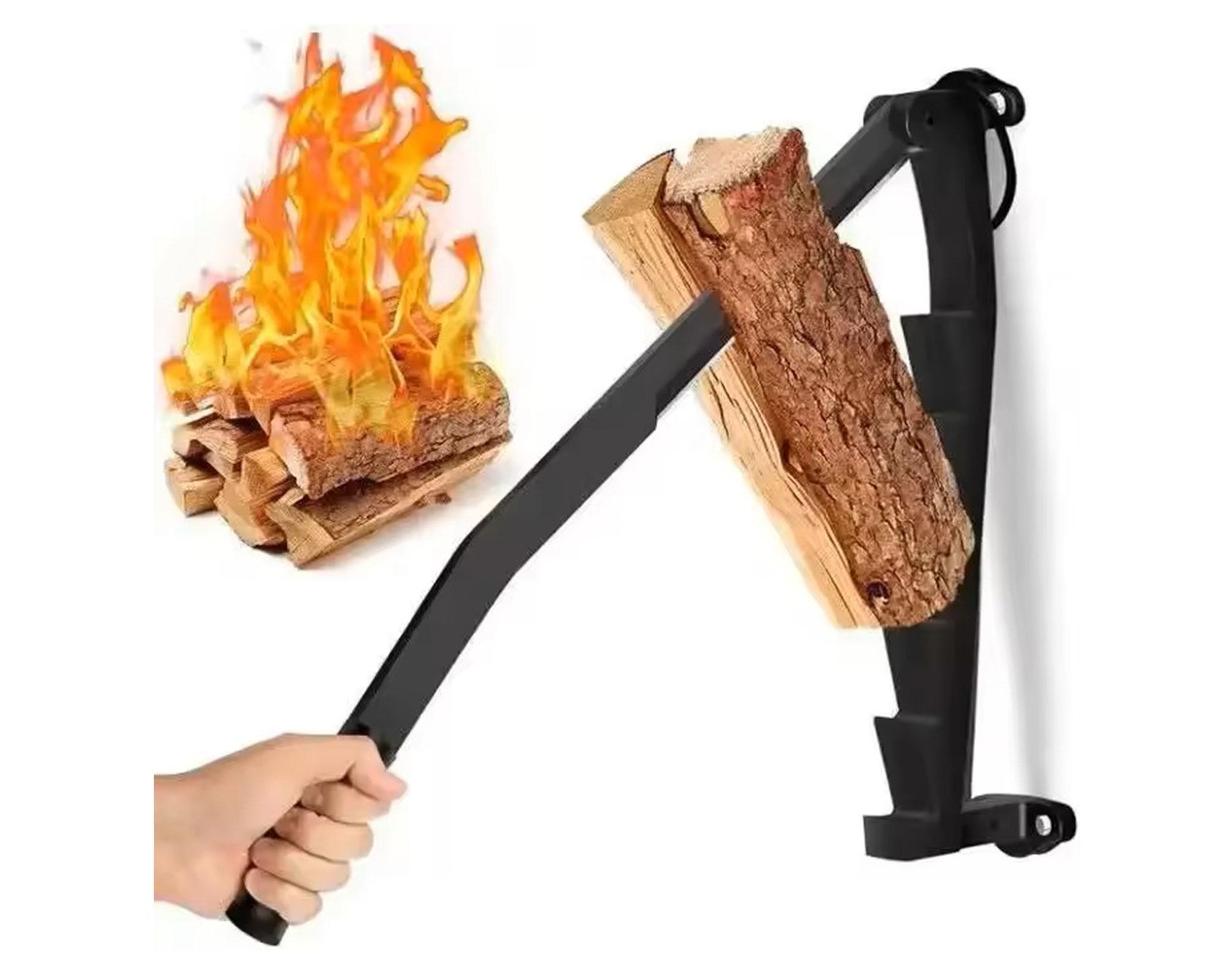 Cortador de leña pared/suelo negro-3