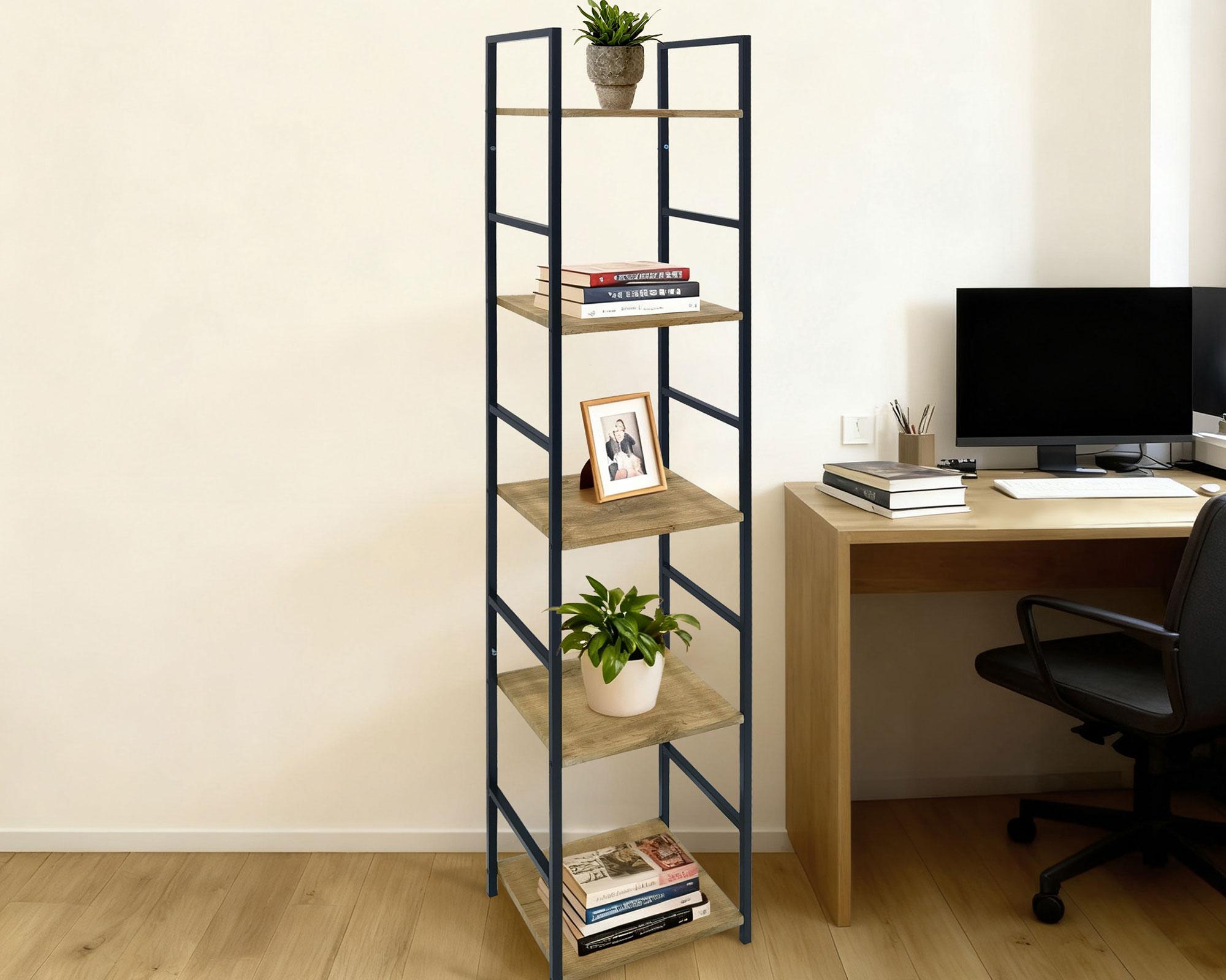 Repisa Joel negro/natural 29x24x144 cm-2