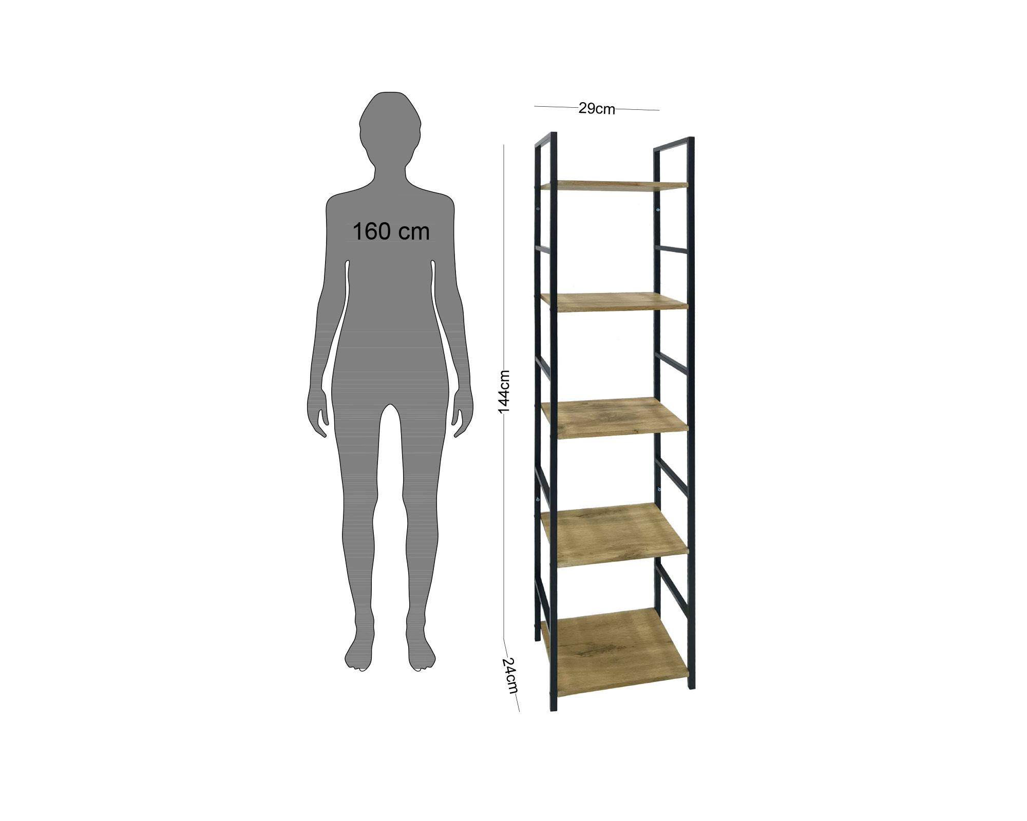 Repisa Joel negro/natural 29x24x144 cm-3