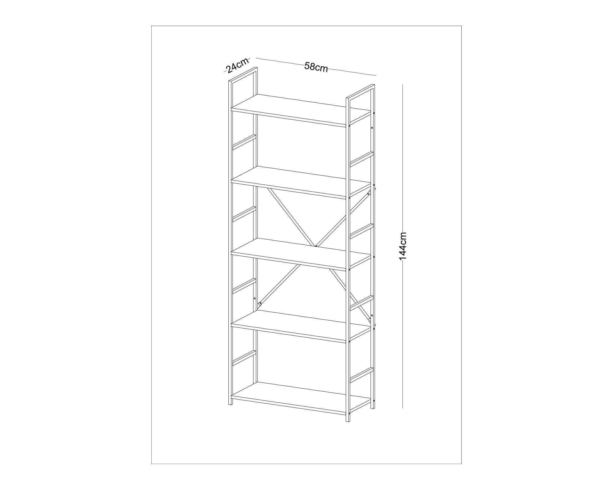 Repisa Joel negro/natural 58x24x144 cm-4
