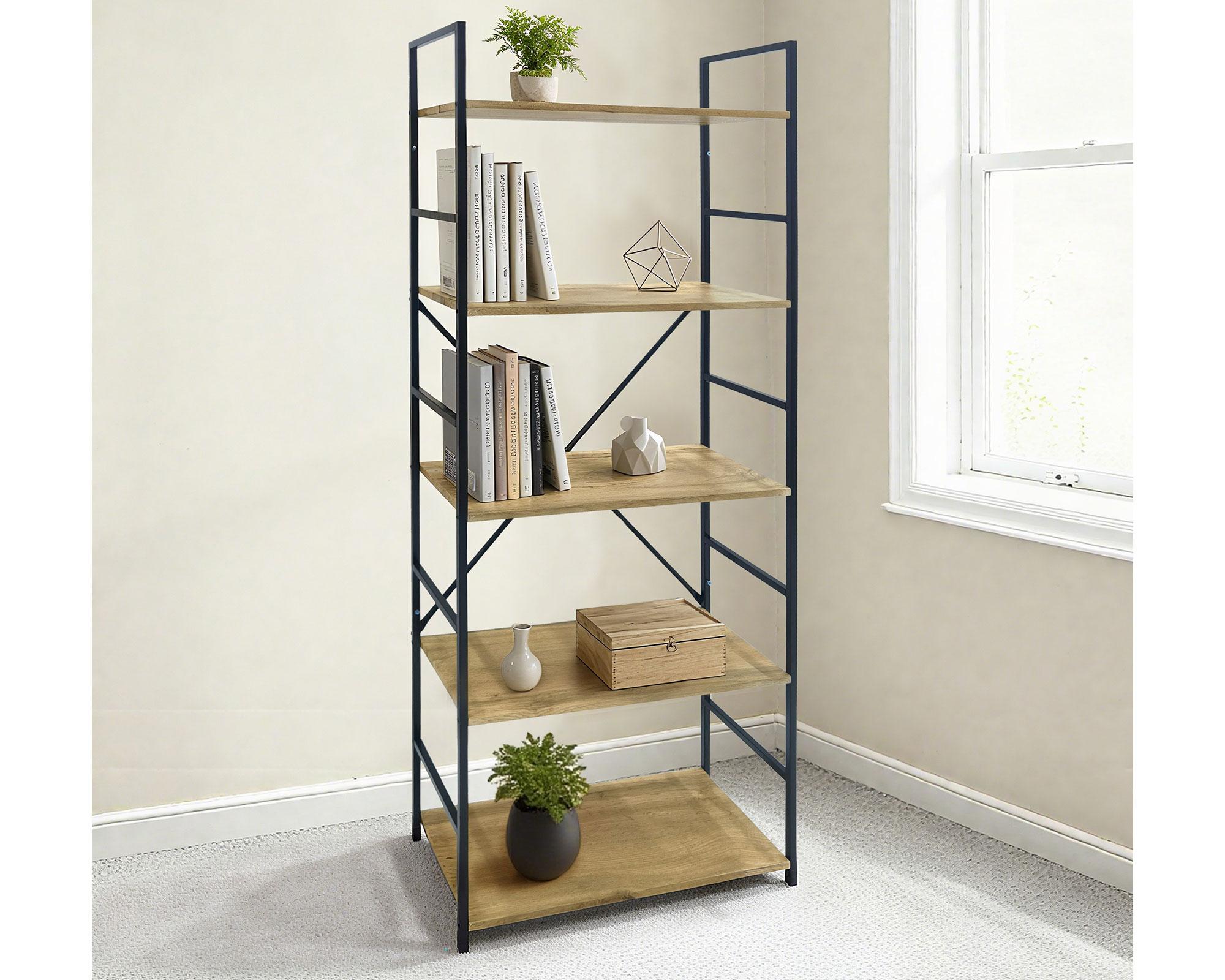 Repisa Joel negro/natural 58x24x144 cm-3