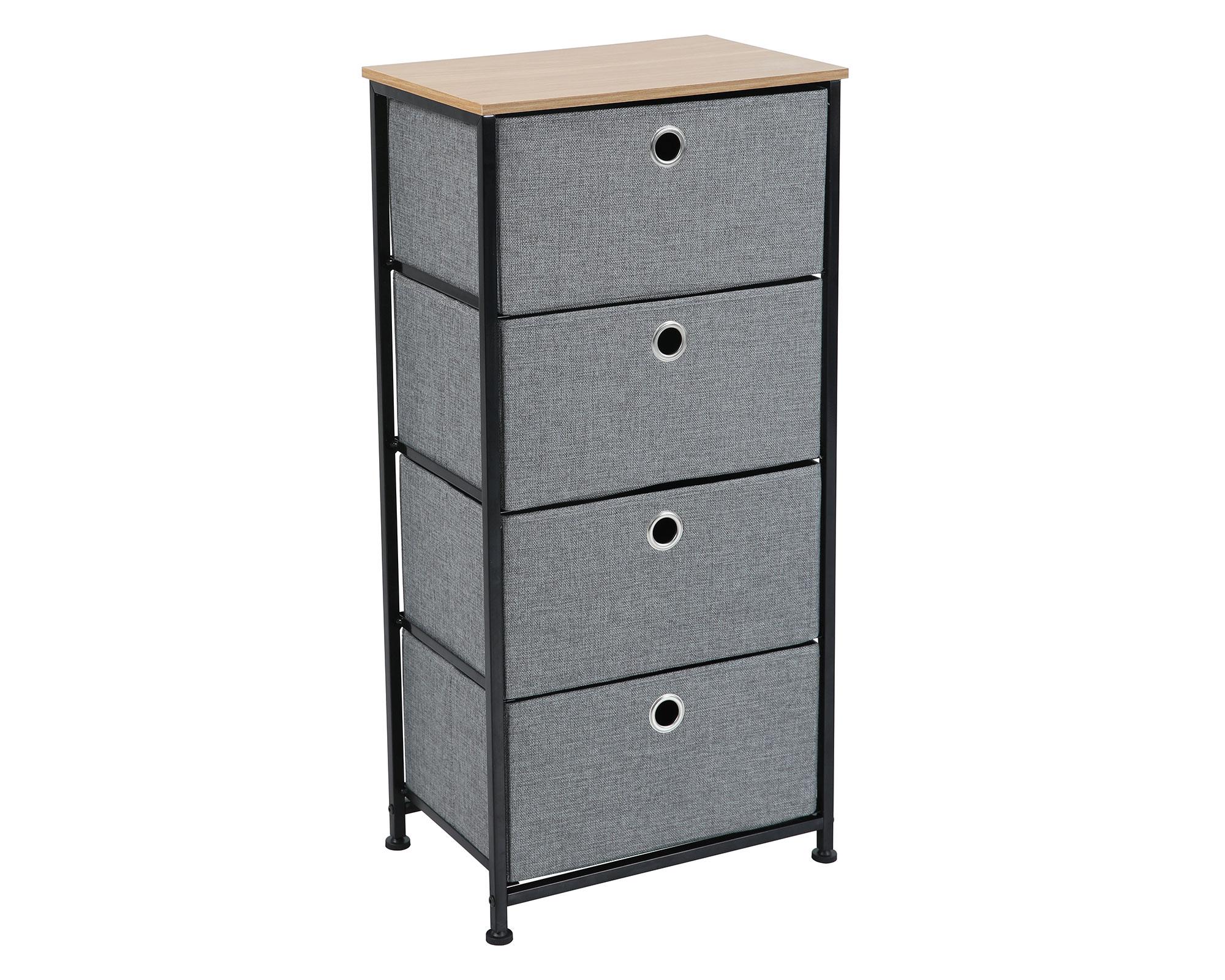 Cómoda Oporto en tela gris 4 cajones-1