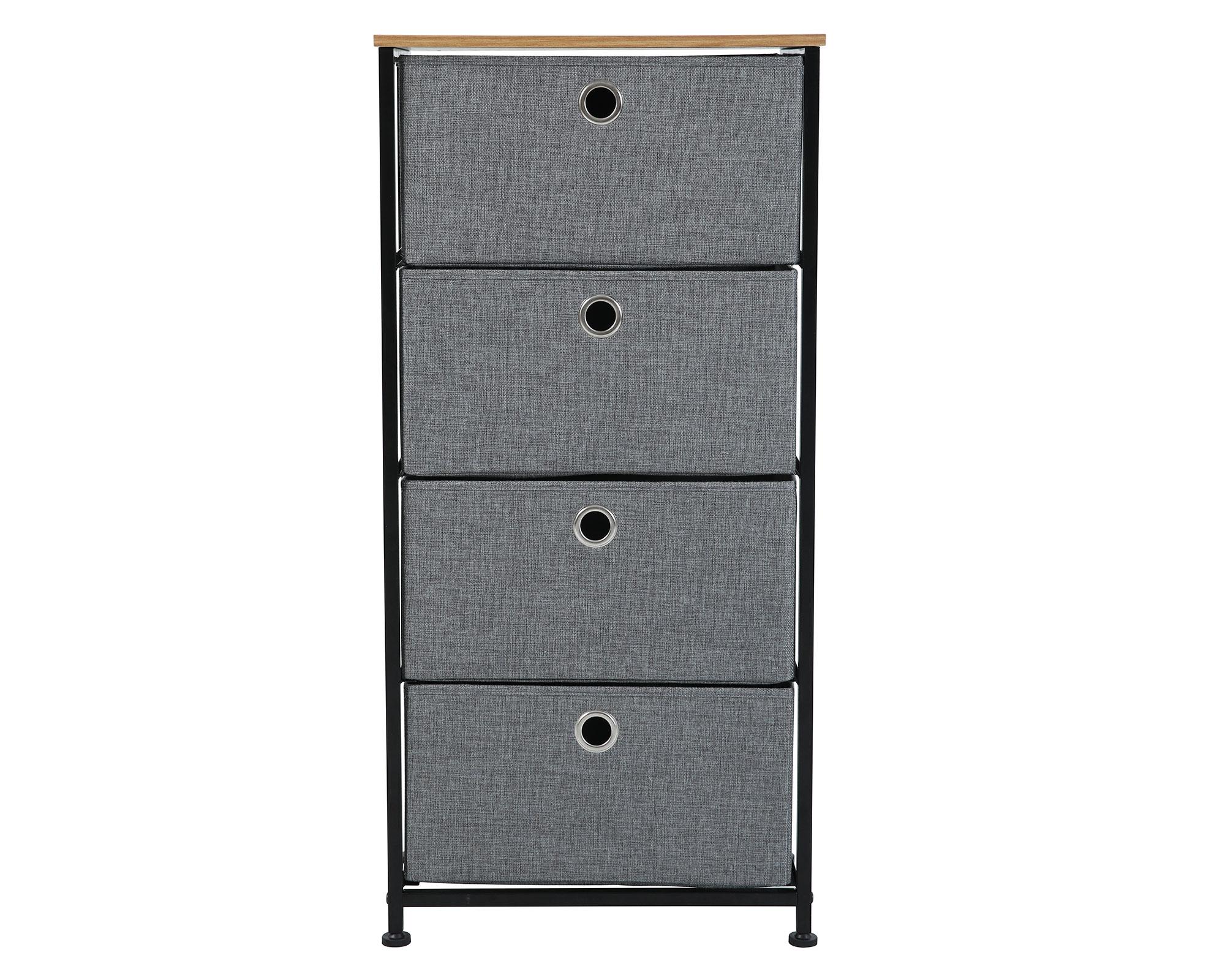 Cómoda Oporto en tela gris 4 cajones-0