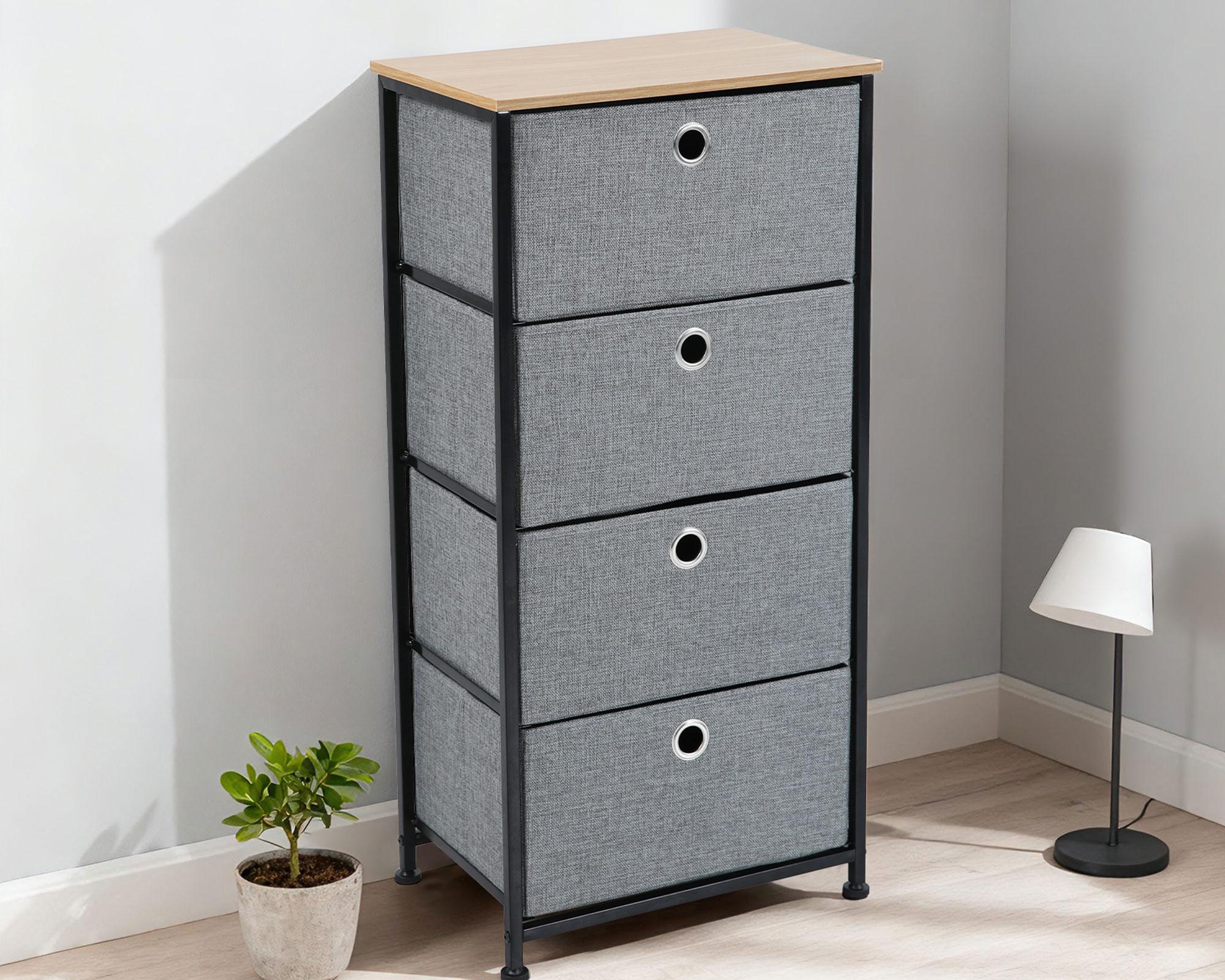 Cómoda Oporto en tela gris 4 cajones-4