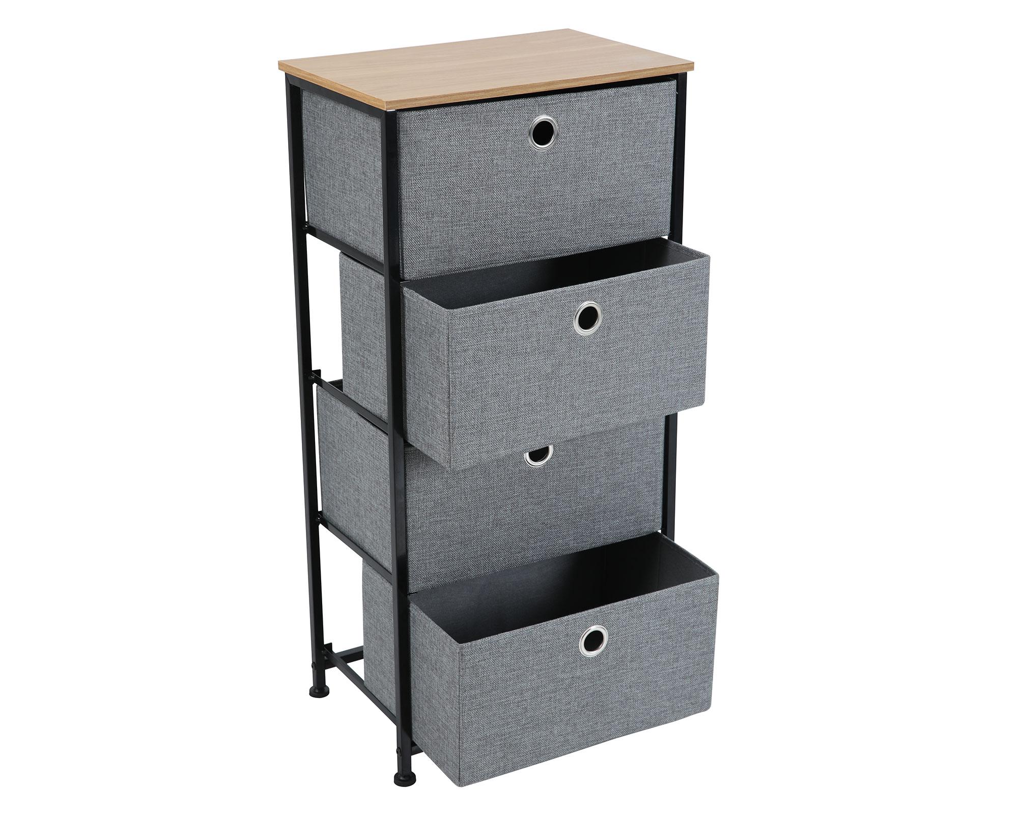 Cómoda Oporto en tela gris 4 cajones-2