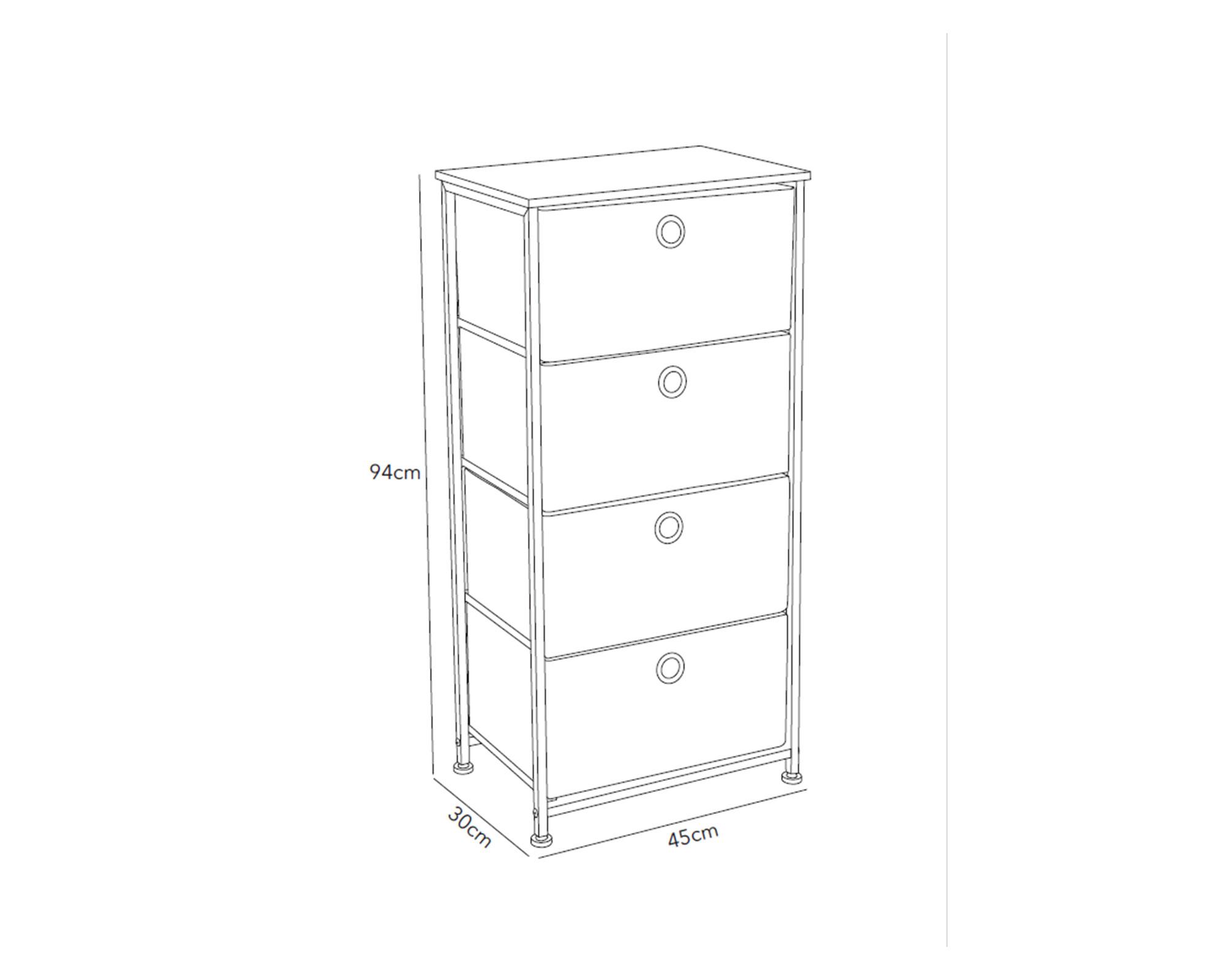 Cómoda Oporto en tela gris 4 cajones-6