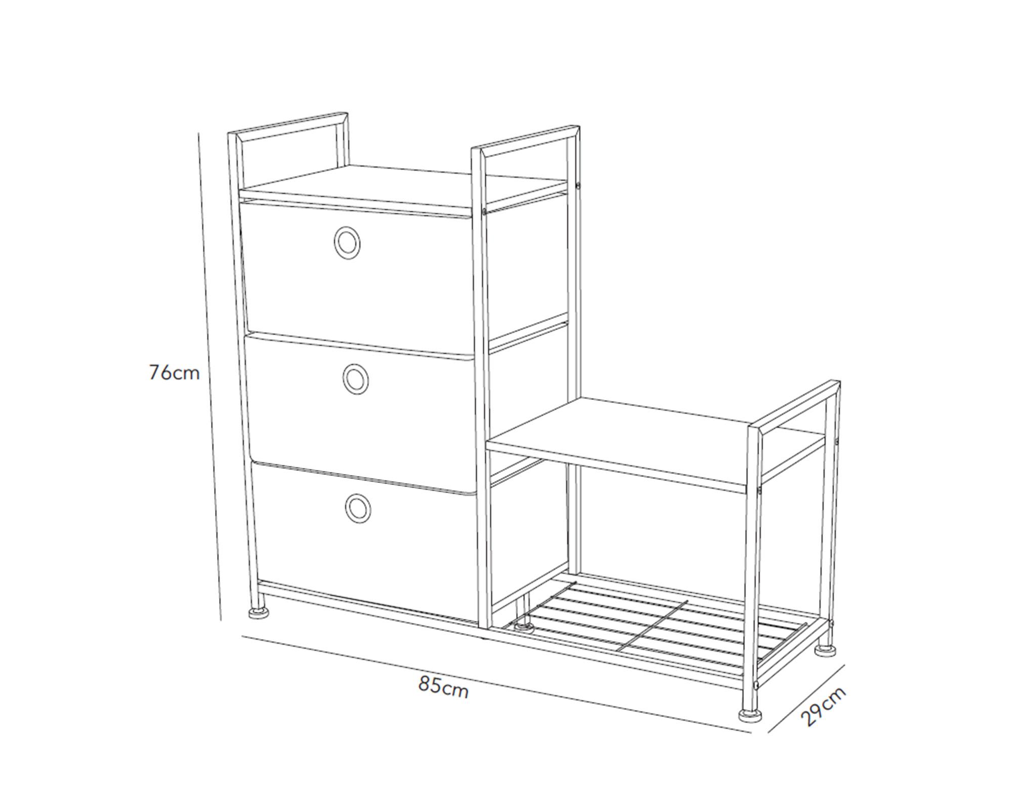 Cómoda Oporto en tela/Zap gris 3 cajones-6