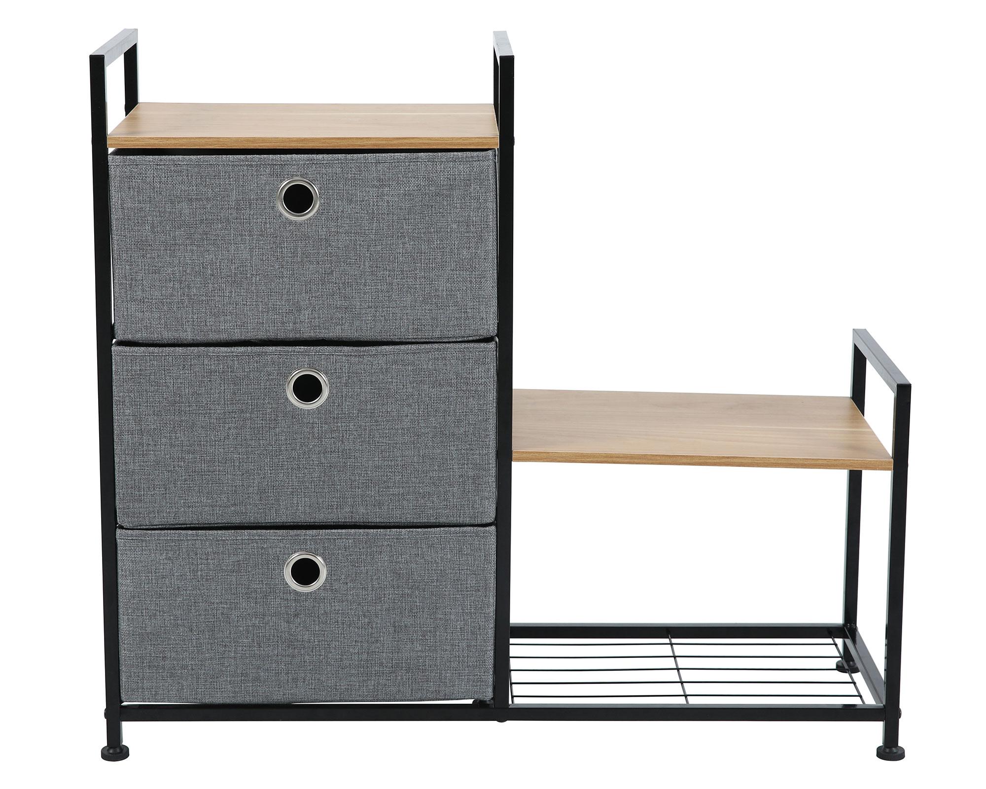 Cómoda Oporto en tela/Zap gris 3 cajones-0