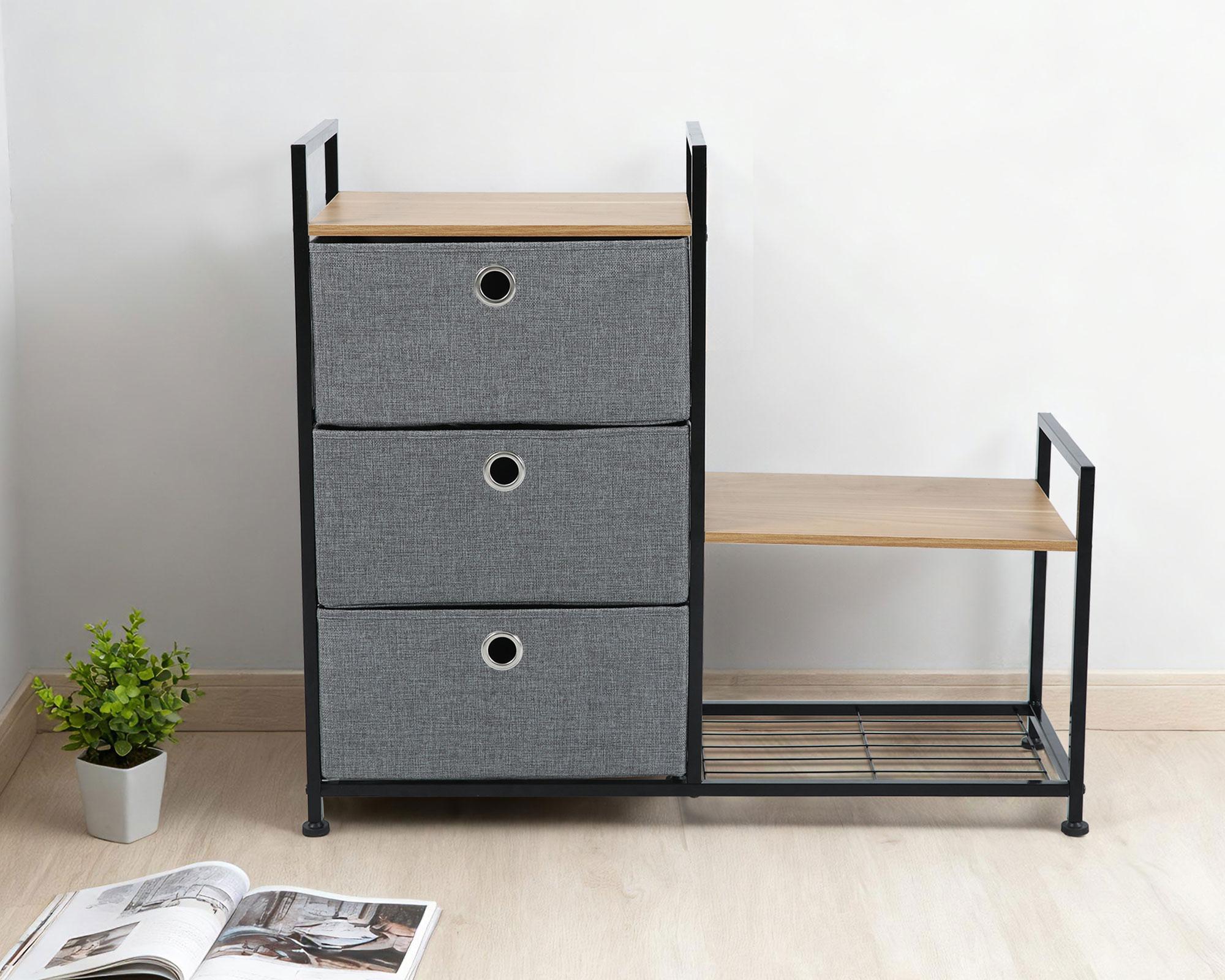 Cómoda Oporto en tela/Zap gris 3 cajones-4