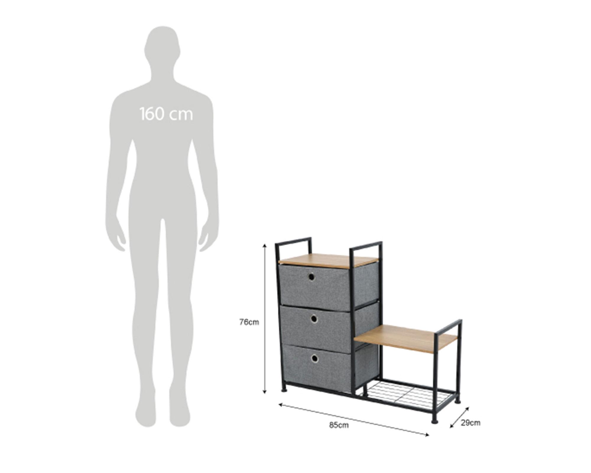 Cómoda Oporto en tela/Zap gris 3 cajones-5