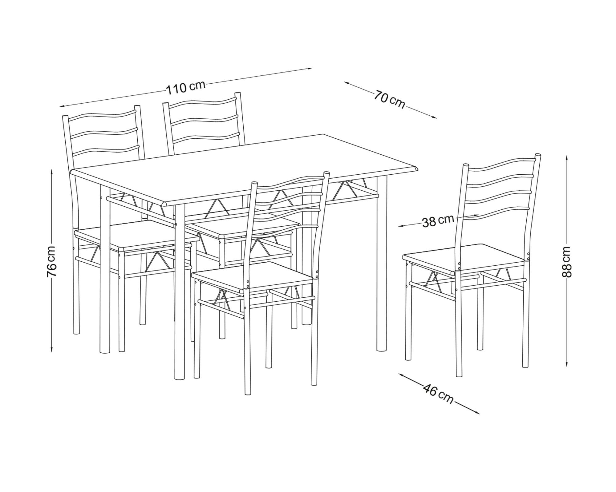 Comedor Barry negro/madera 4 Sillas-2