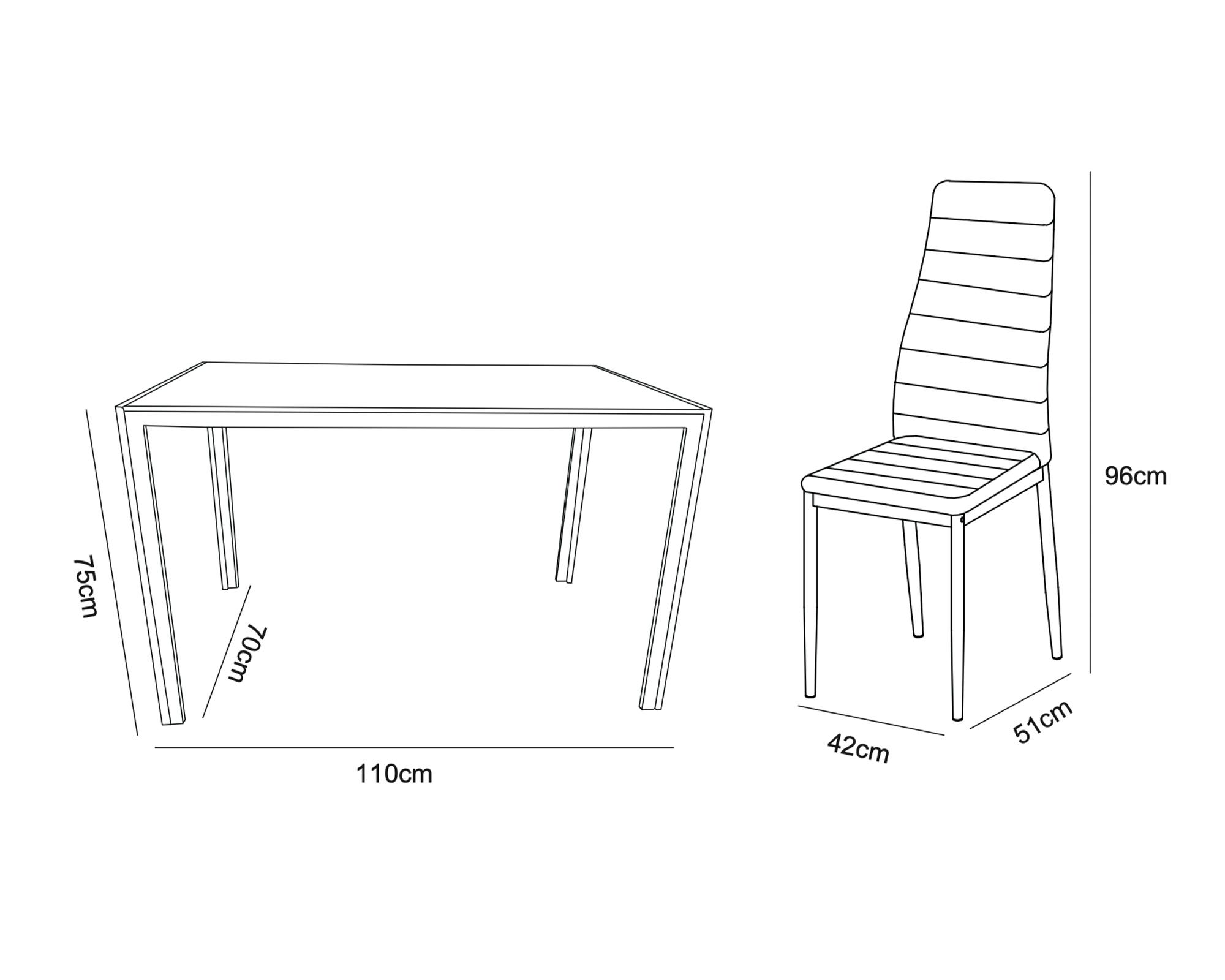 Comedor Bruno 4 sillas 75x110x70 cm-6