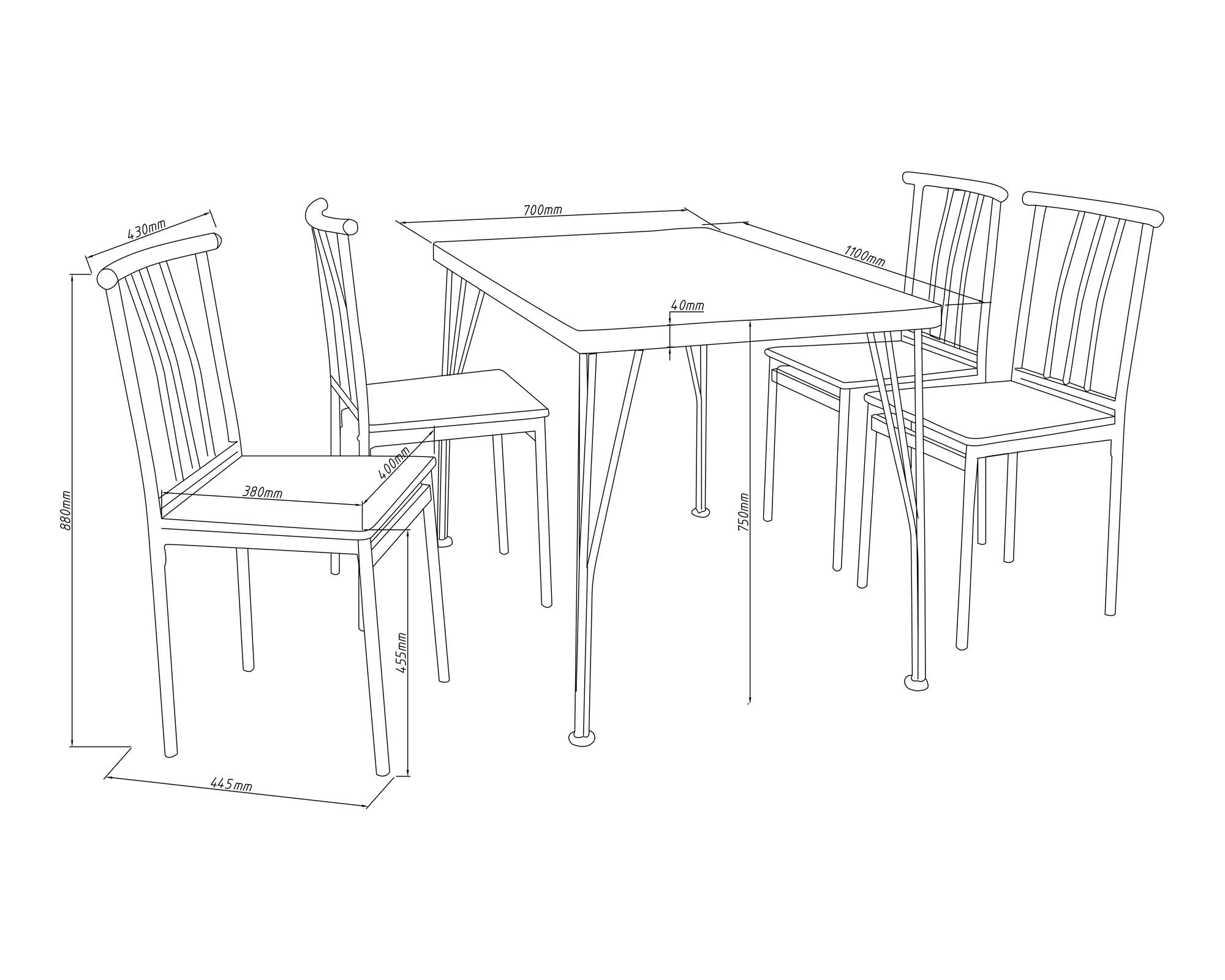 Comedor Amalio 4 Sillas café 75x110x70 cm-11