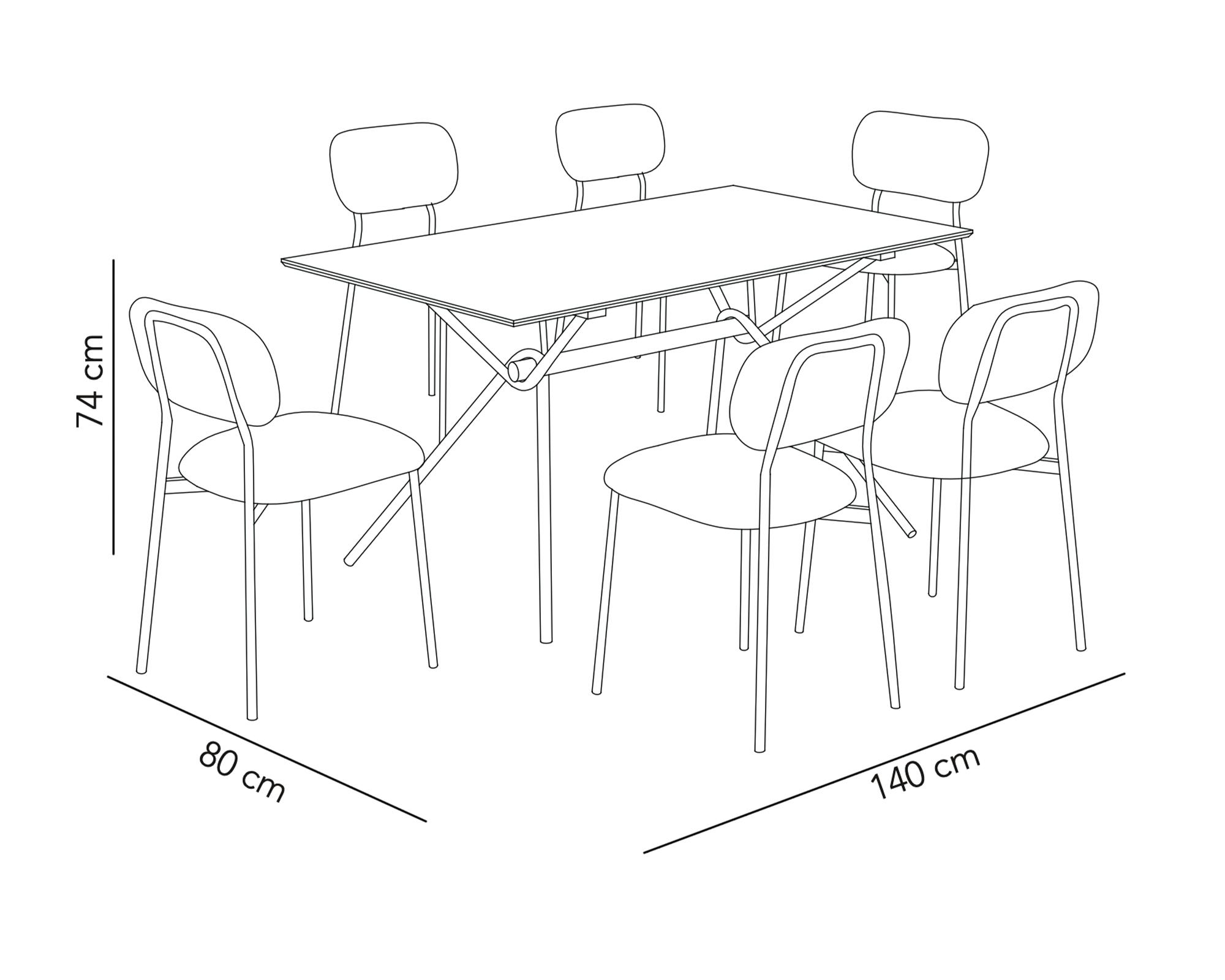 Comedor Umag 6 sillas 74x140x80 cm-9