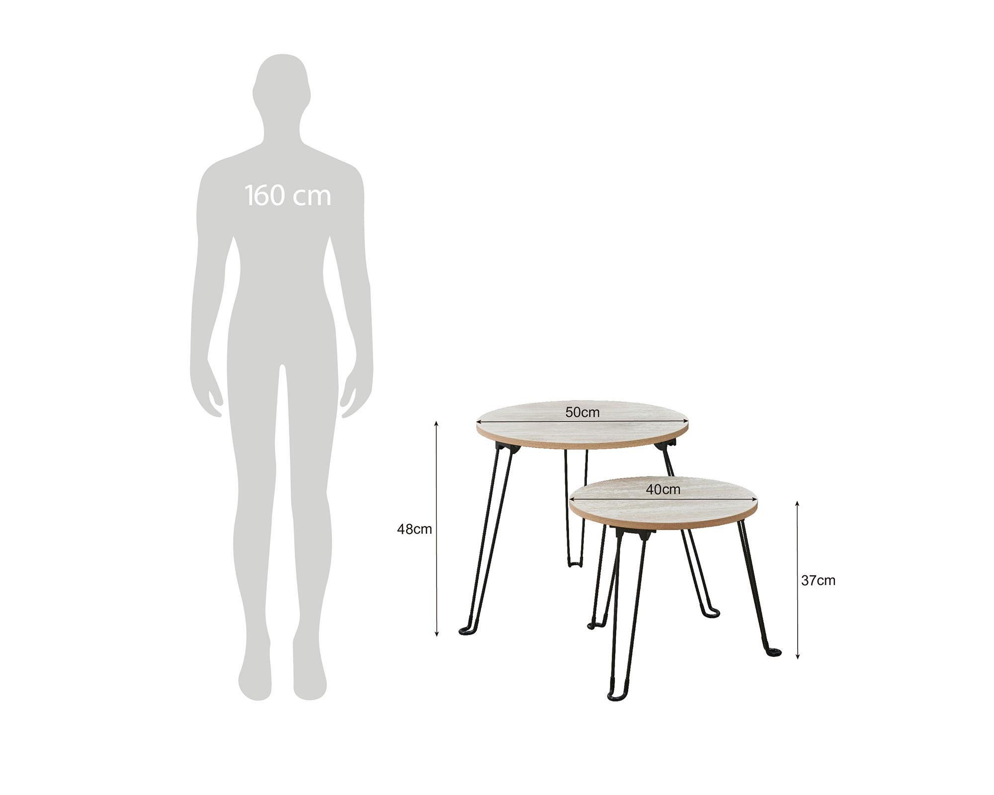 Set mesa centro natural/negro 2 piezas-3