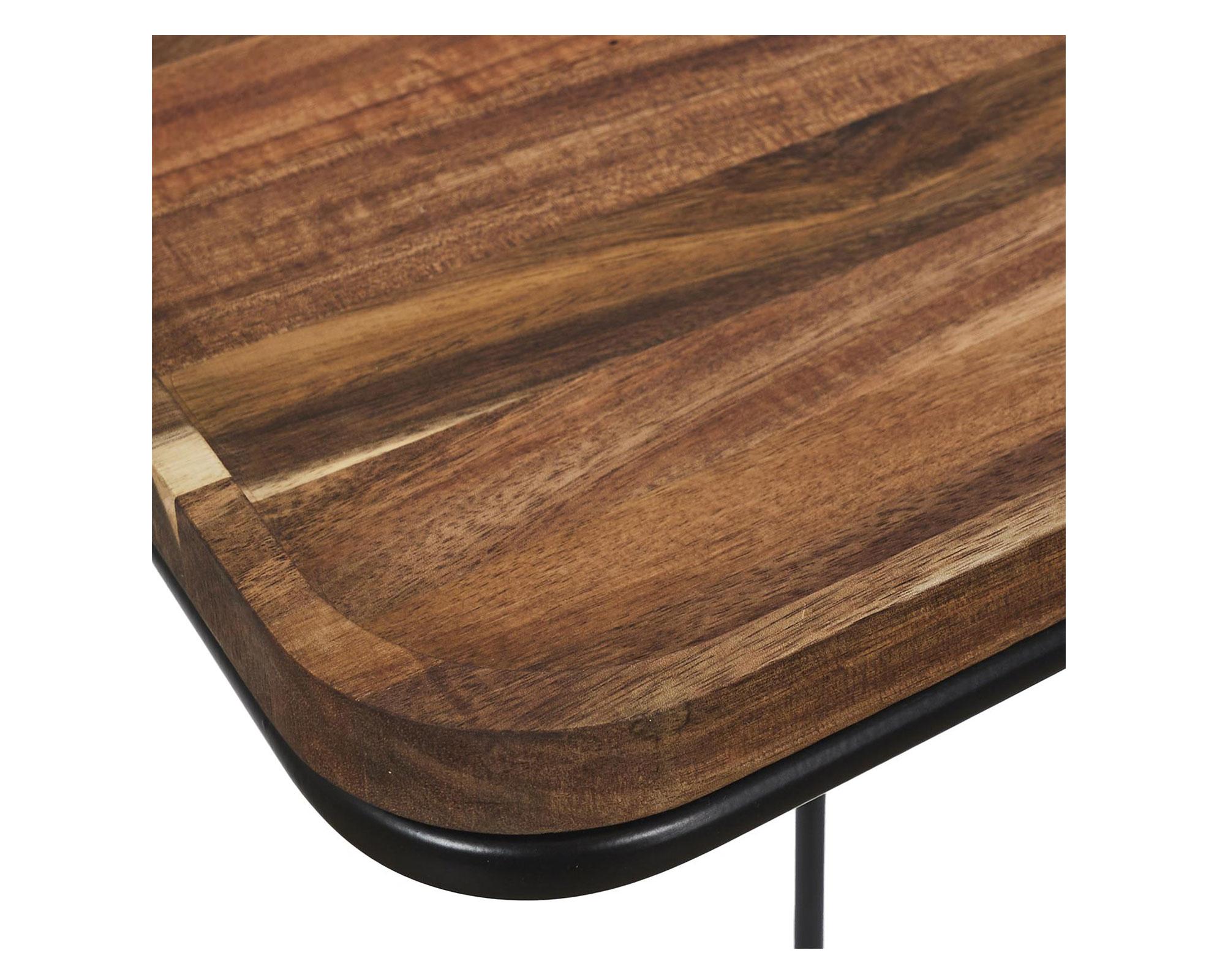 Mesa lateral Acacia natural/negro 55x40x30 cm-4