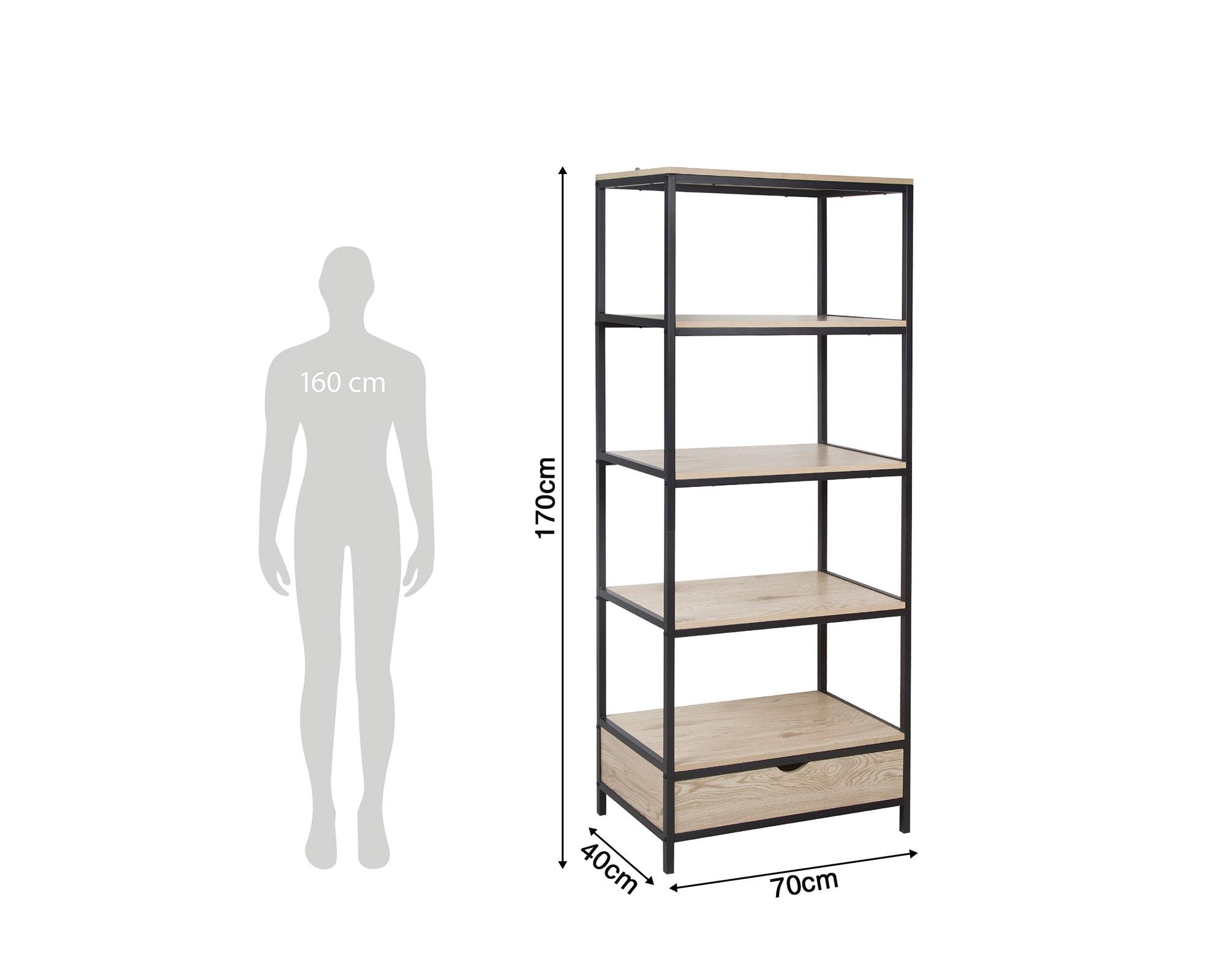 Repisa Oregón natural/negro 1 cajón-9