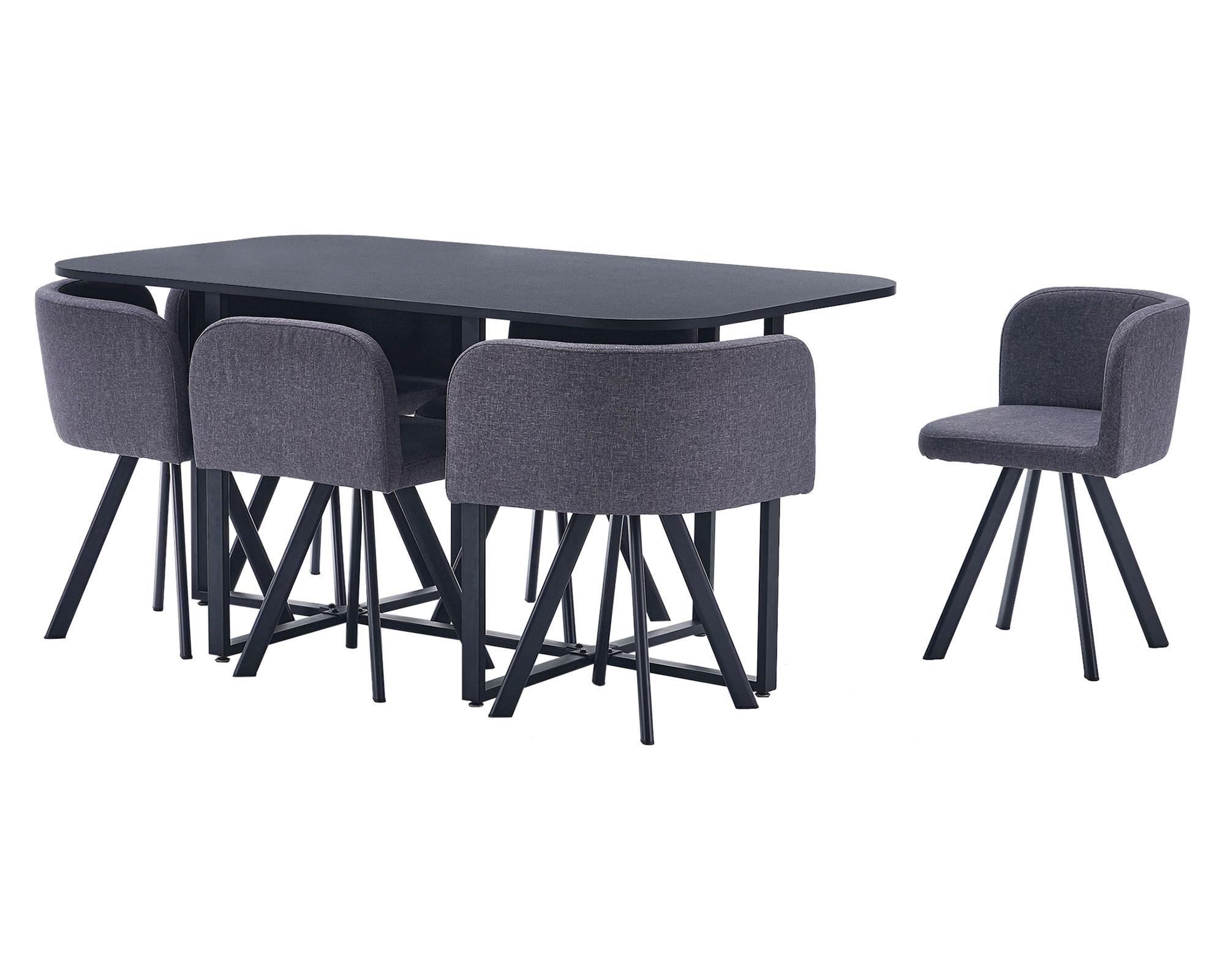 Comedor Pizza negro/gris 6 sillas-6