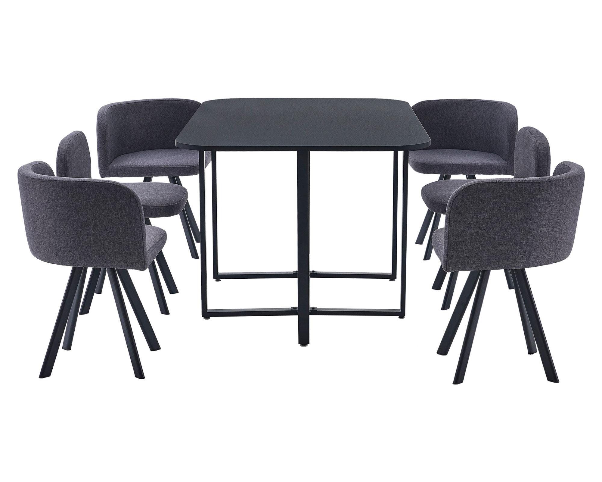 Comedor Pizza negro/gris 6 sillas-4