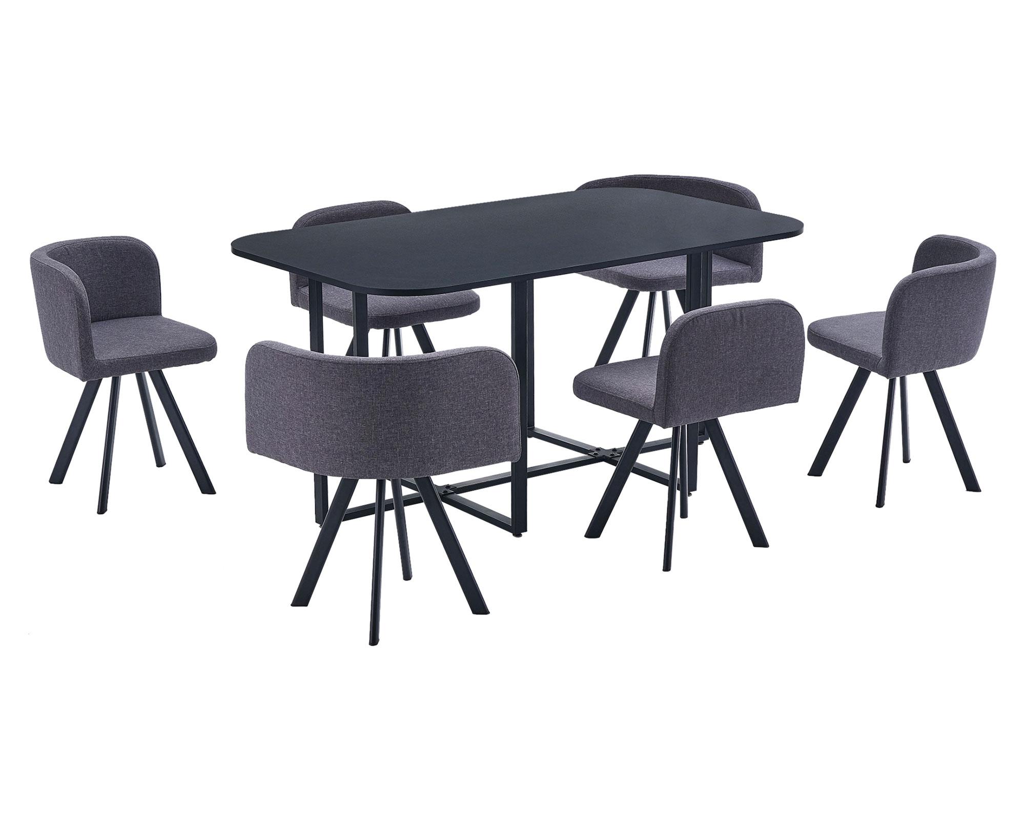 Comedor Pizza negro/gris 6 sillas-5