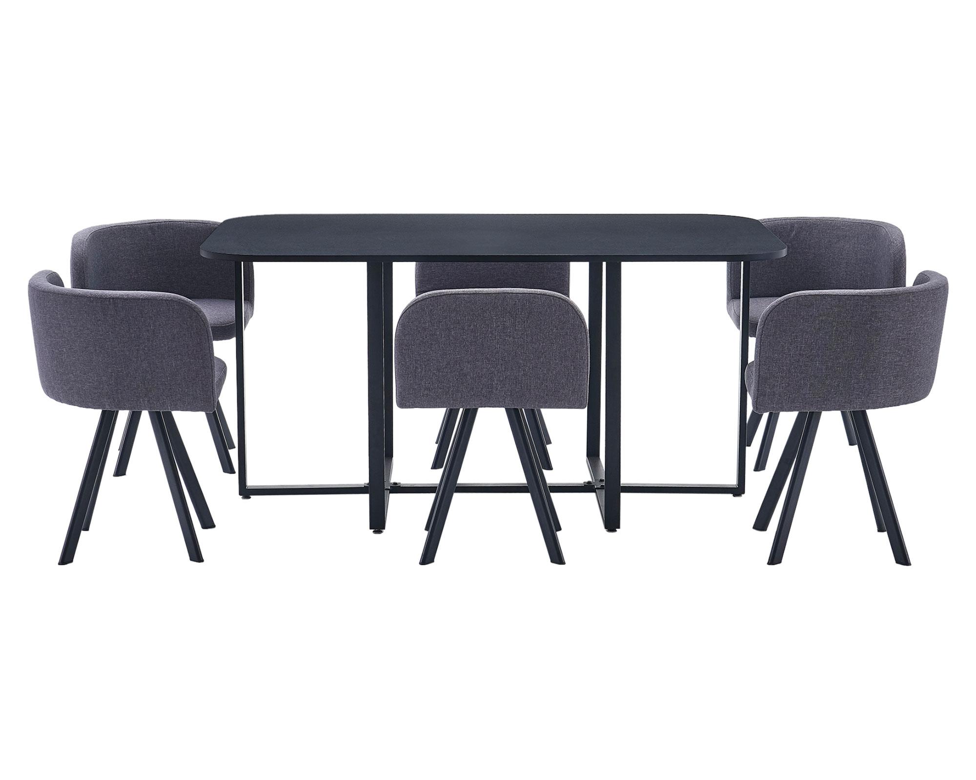 Comedor Pizza negro/gris 6 sillas-3