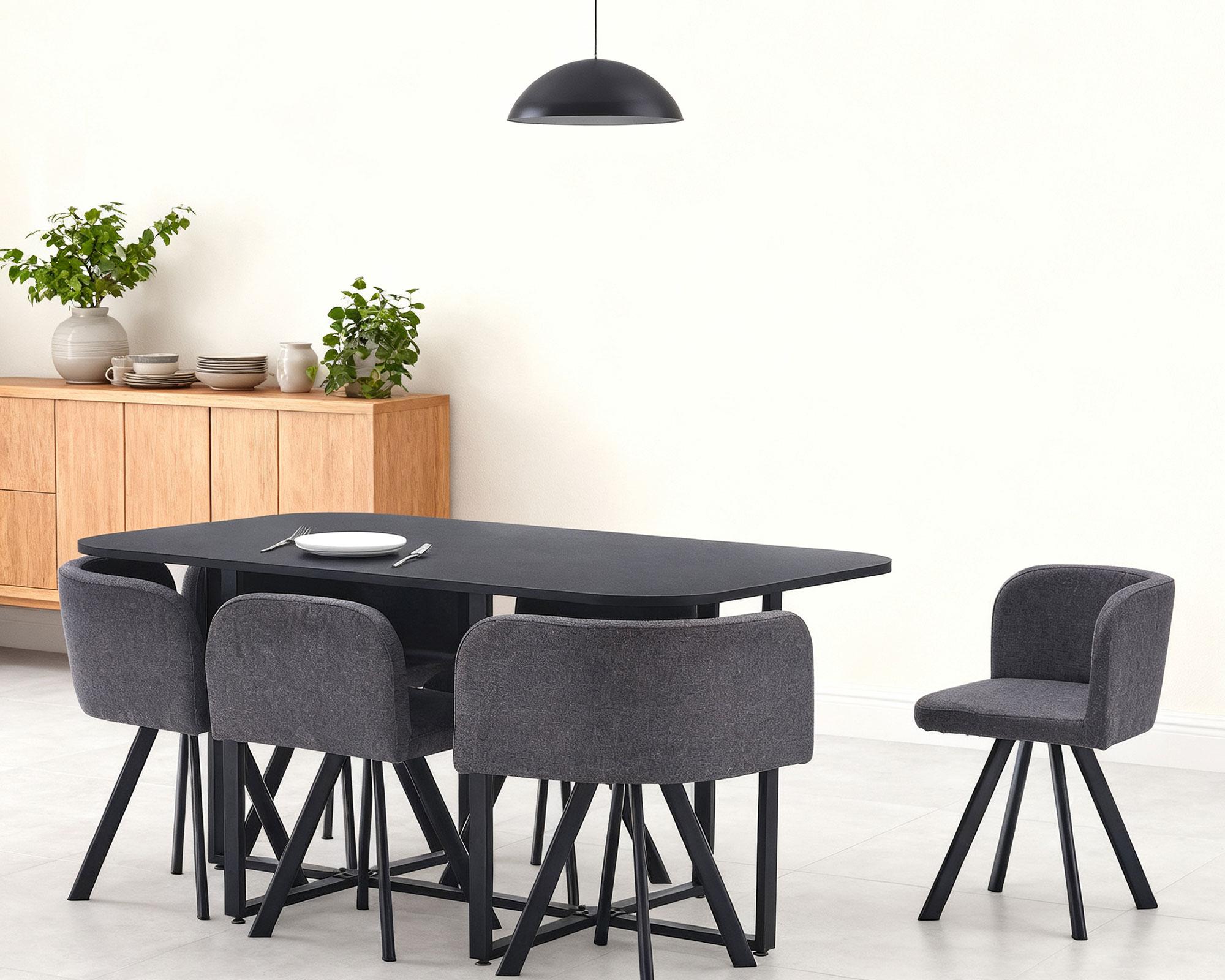 Comedor Pizza negro/gris 6 sillas-13