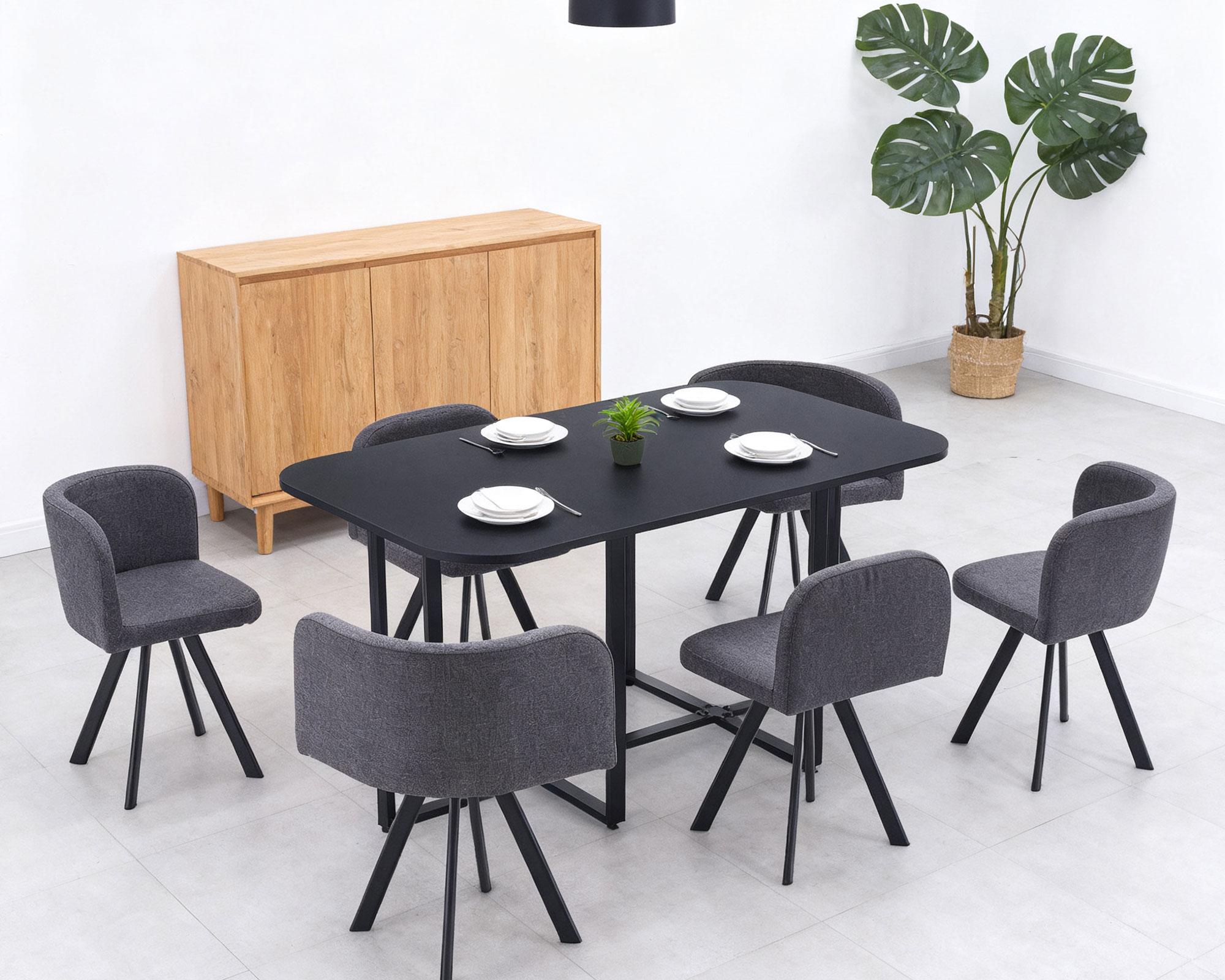 Comedor Pizza negro/gris 6 sillas-12