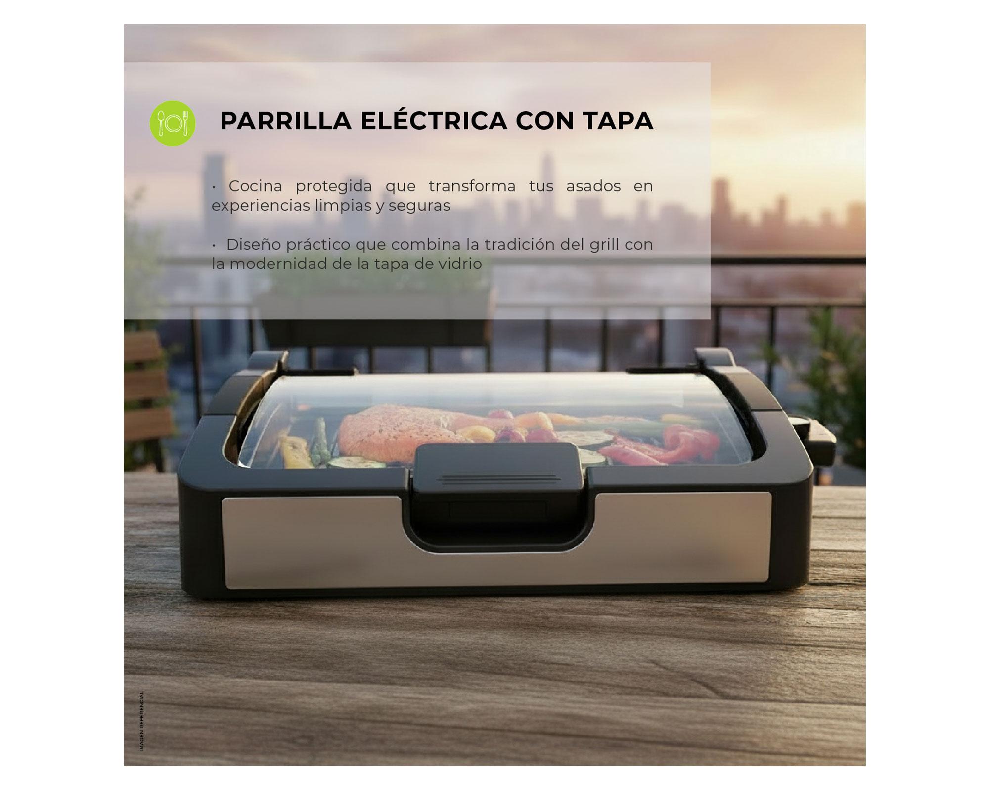 Parrilla eléctrica con tapa 1400W EGW0126-4