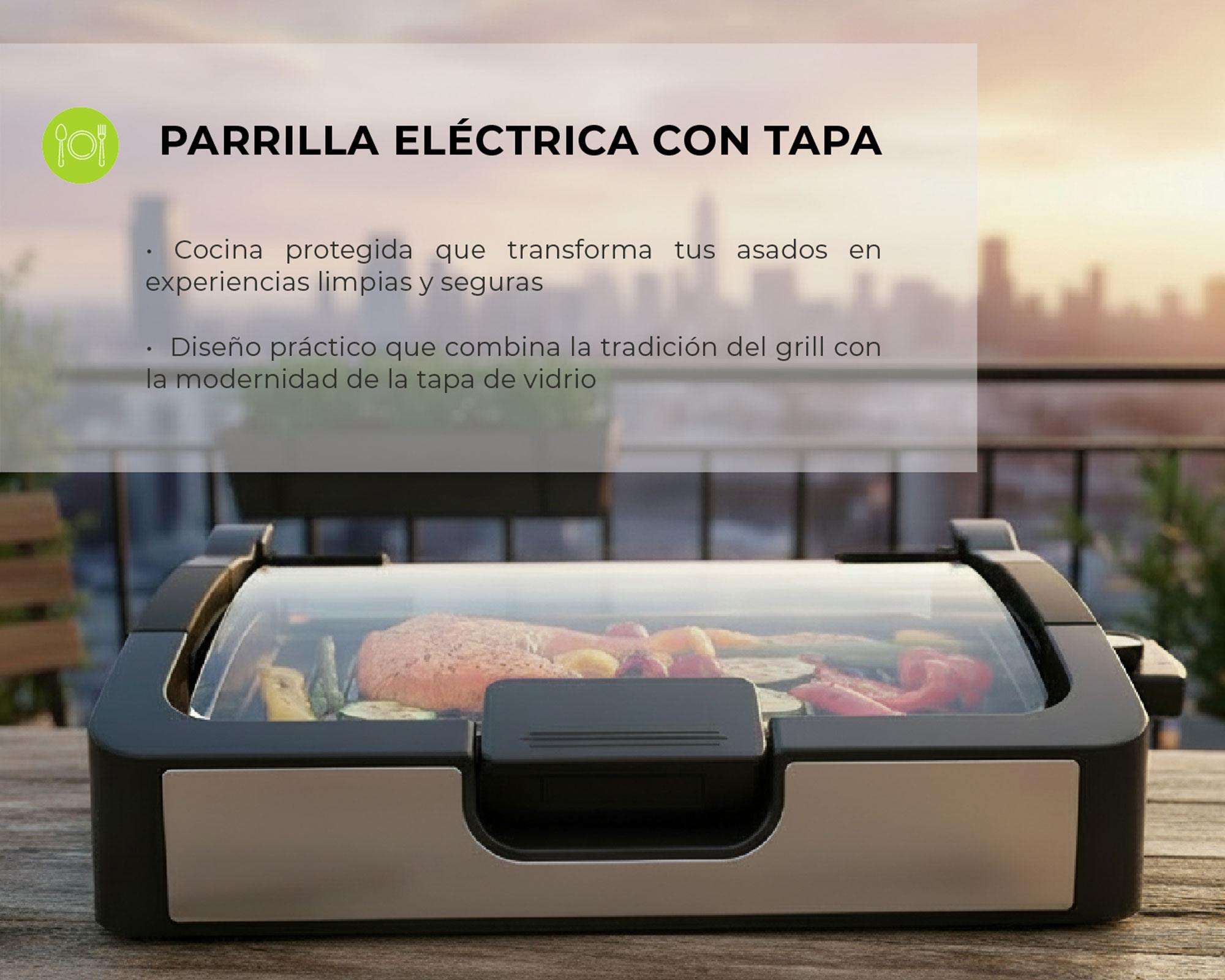 Parrilla eléctrica con tapa 1400W EGW0126-4