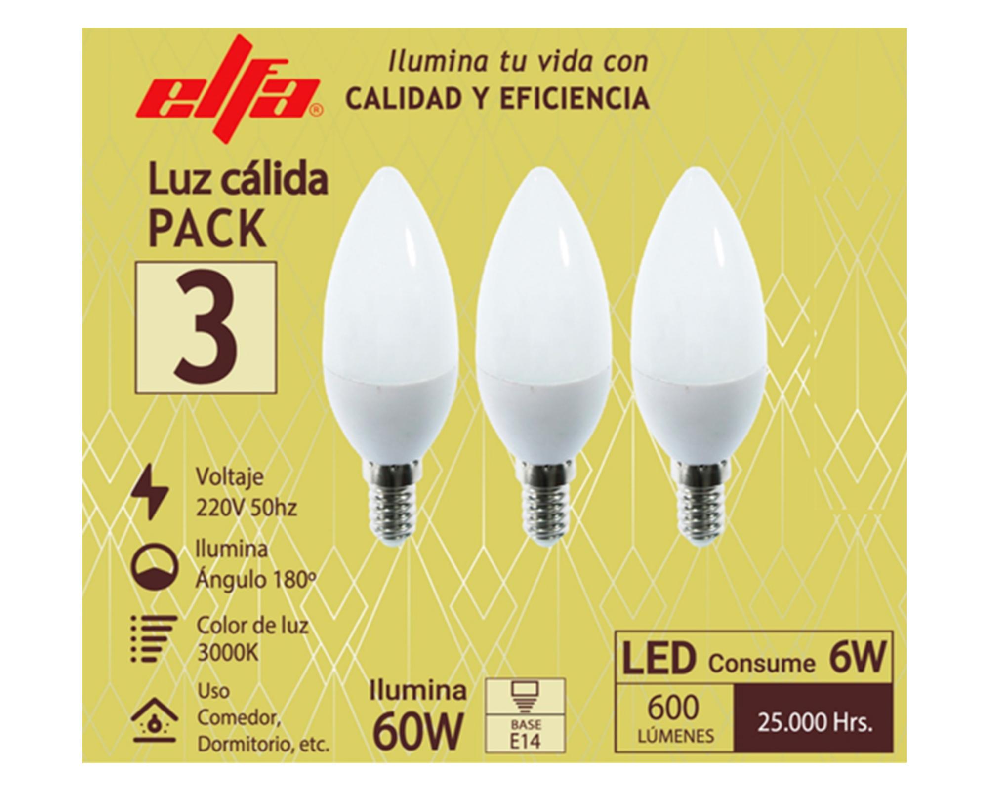 Ampolleta LED 6W E14 cálida 3 un.-1