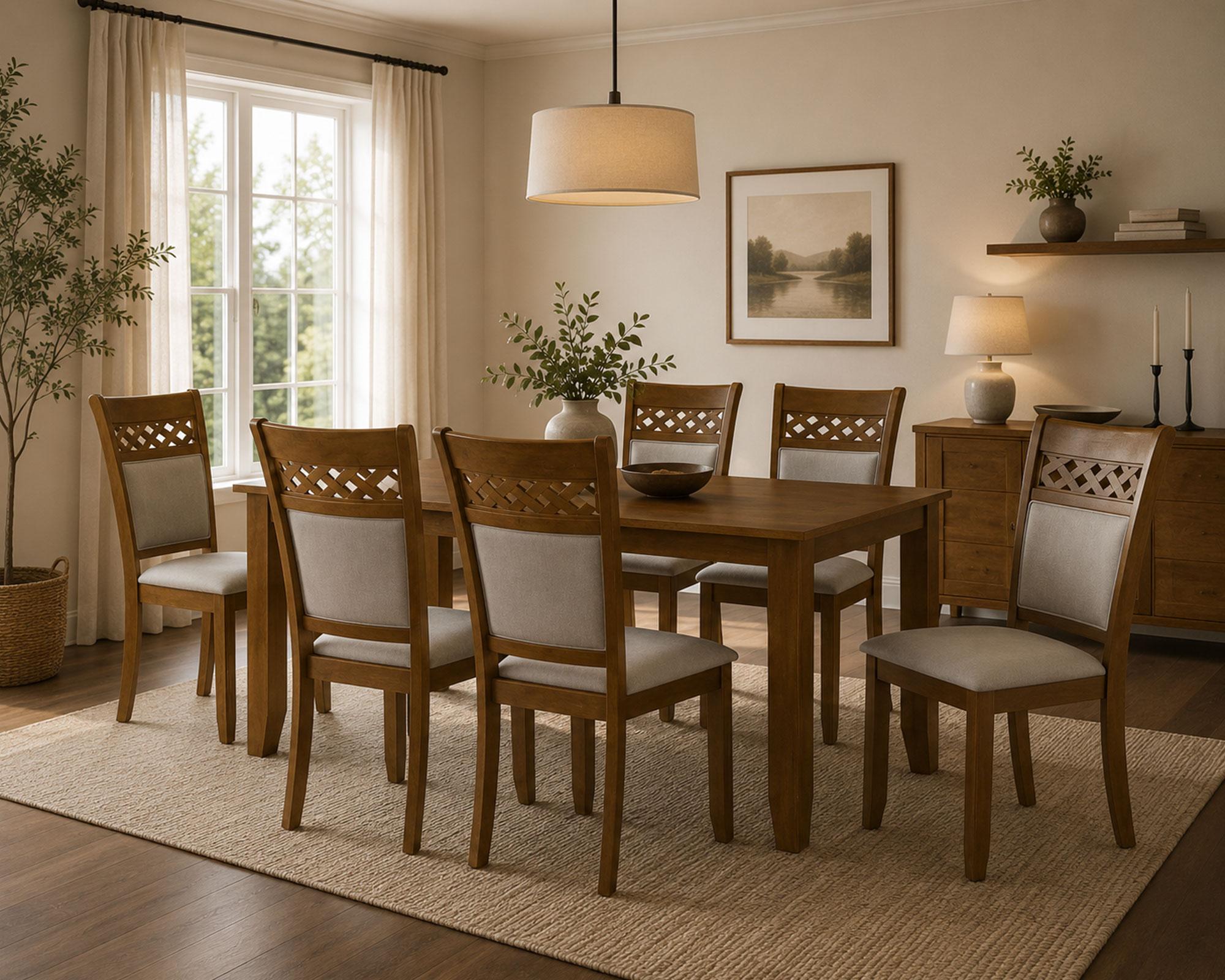 Comedor 6 Sillas Kail madera clara 75.8x90x180 cm-7