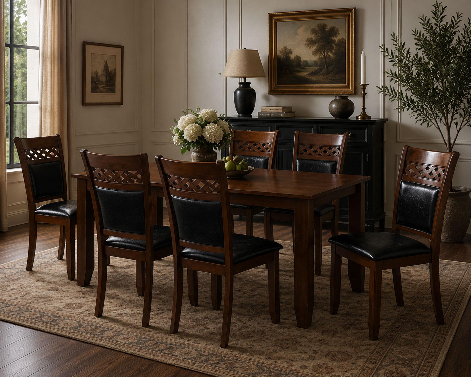 Comedor 6 Sillas Kail madera oscura 75.8x90x180 cm-8