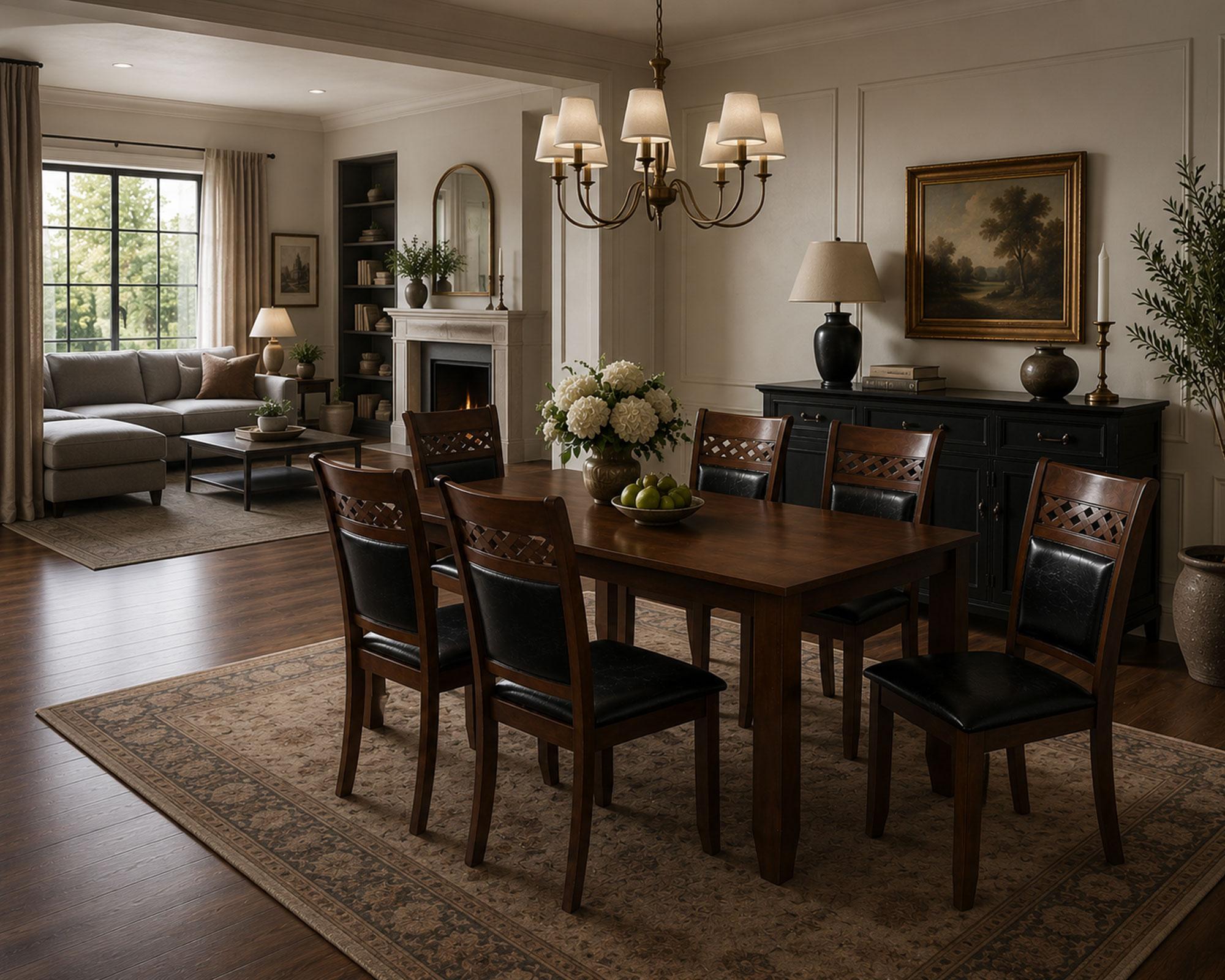 Comedor 6 Sillas Kail madera oscura 75.8x90x180 cm-9