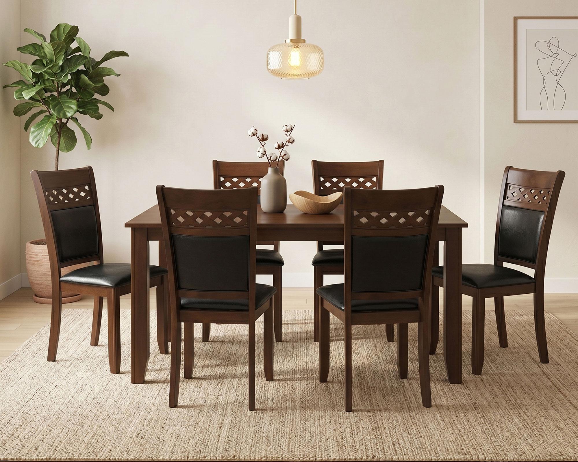 Comedor 6 Sillas Kail madera oscura 75.8x90x180 cm-7
