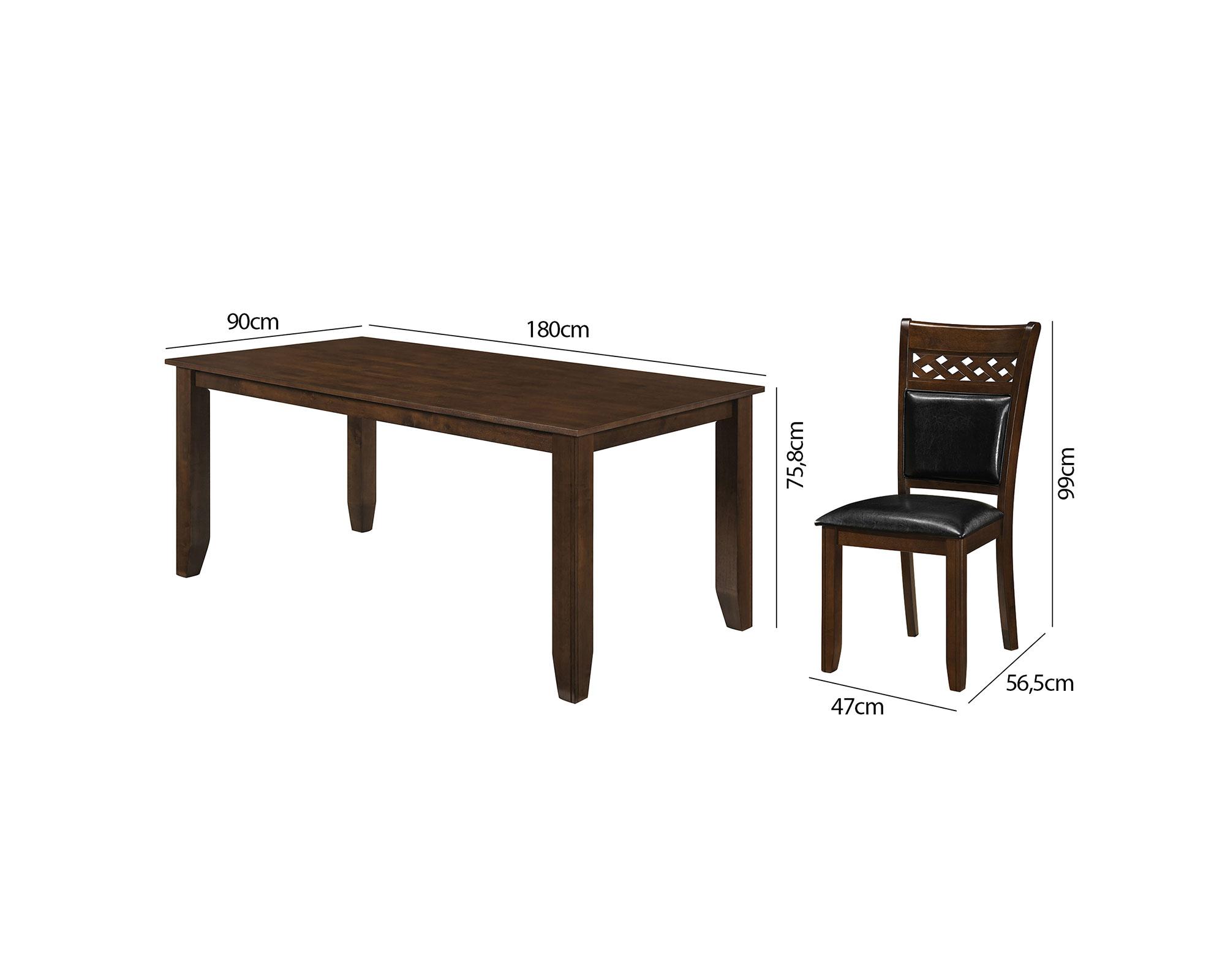 Comedor 6 Sillas Kail madera oscura 75.8x90x180 cm-10