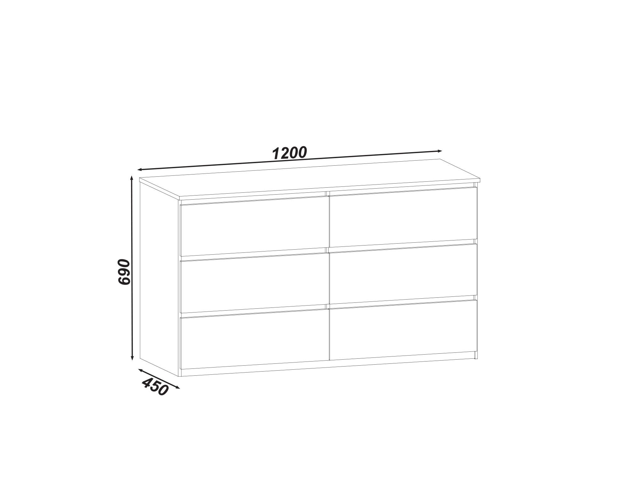 Cómoda Grecco acacia/negro 6 cajones-3