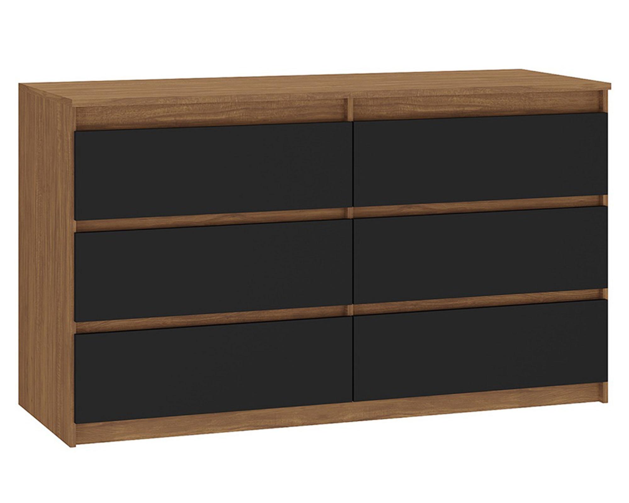 Cómoda Grecco acacia/negro 6 cajones-0