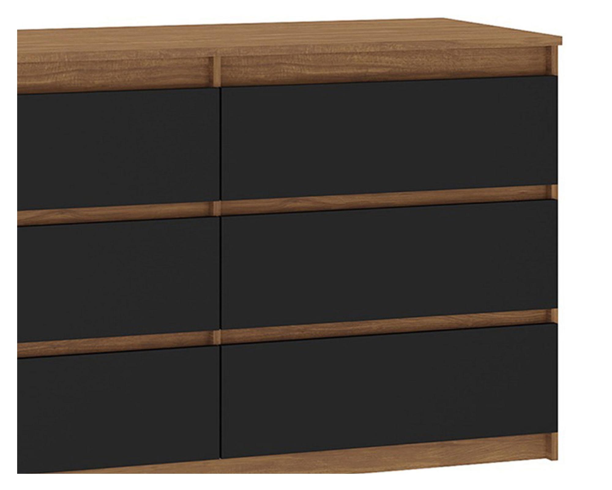 Cómoda Grecco acacia/negro 6 cajones-1