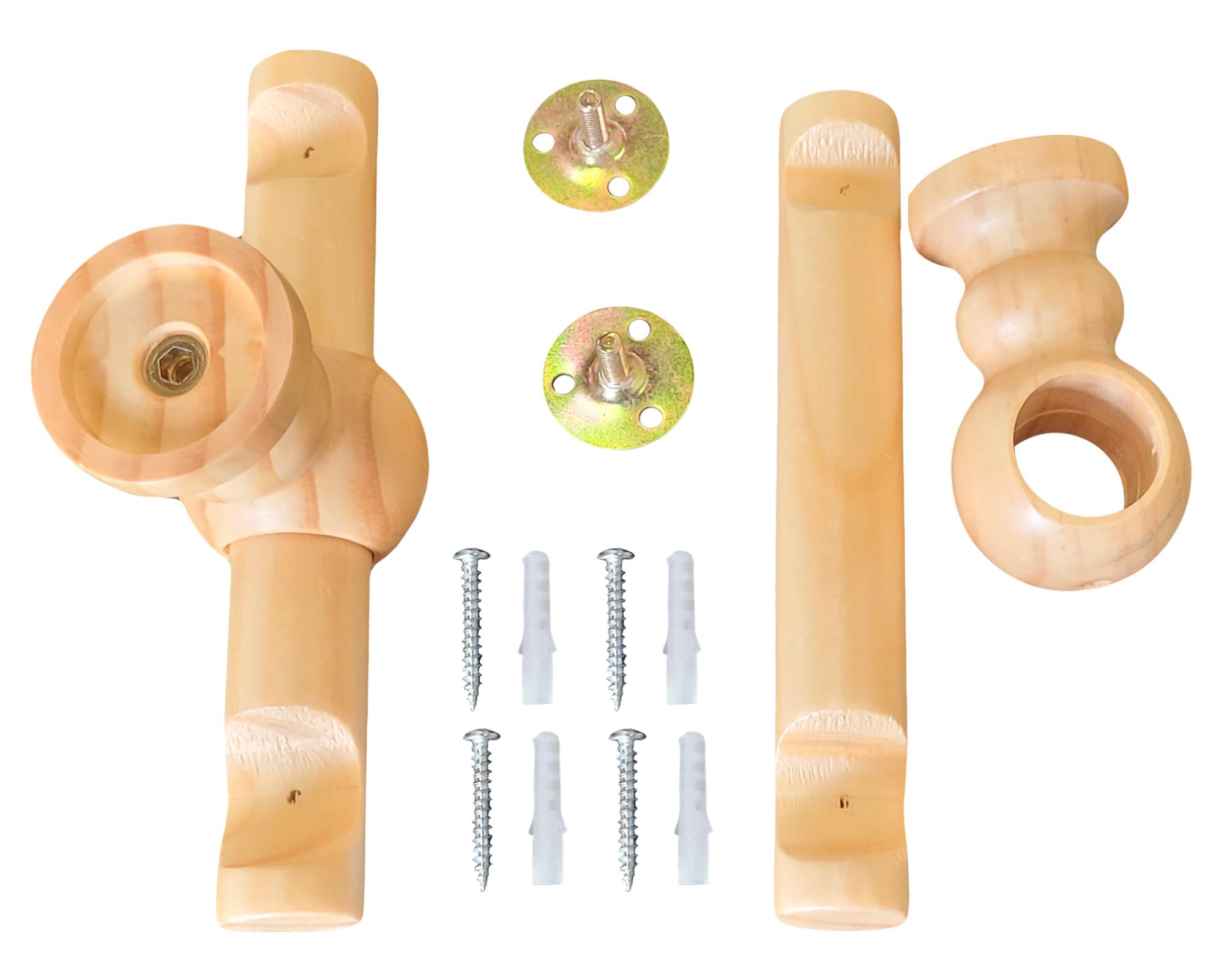 Soporte para cortina Doble madera 19/28 mm natural 2 un.-2