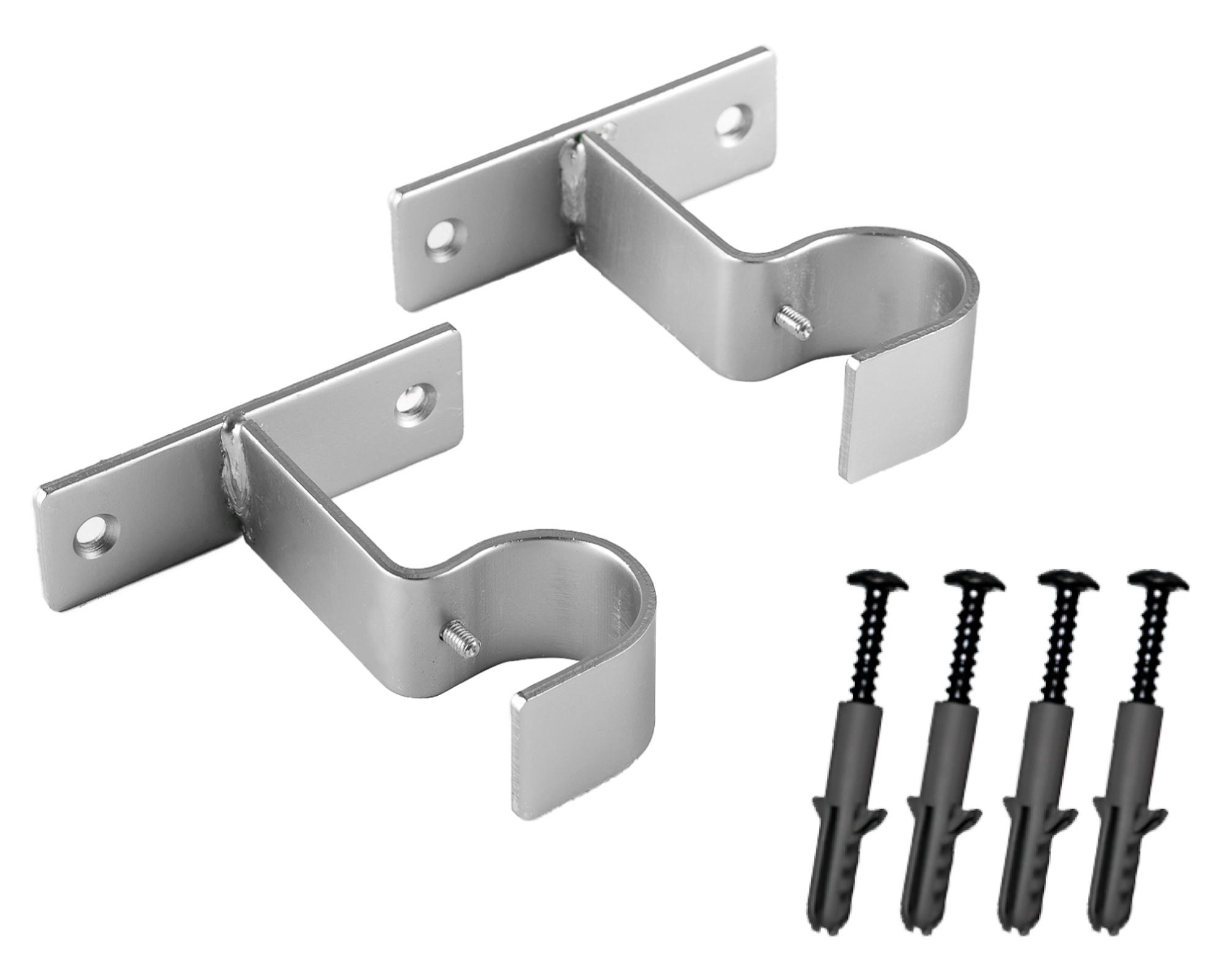 Soporte cortina muro simple satín 19 mm 2 unidades-2