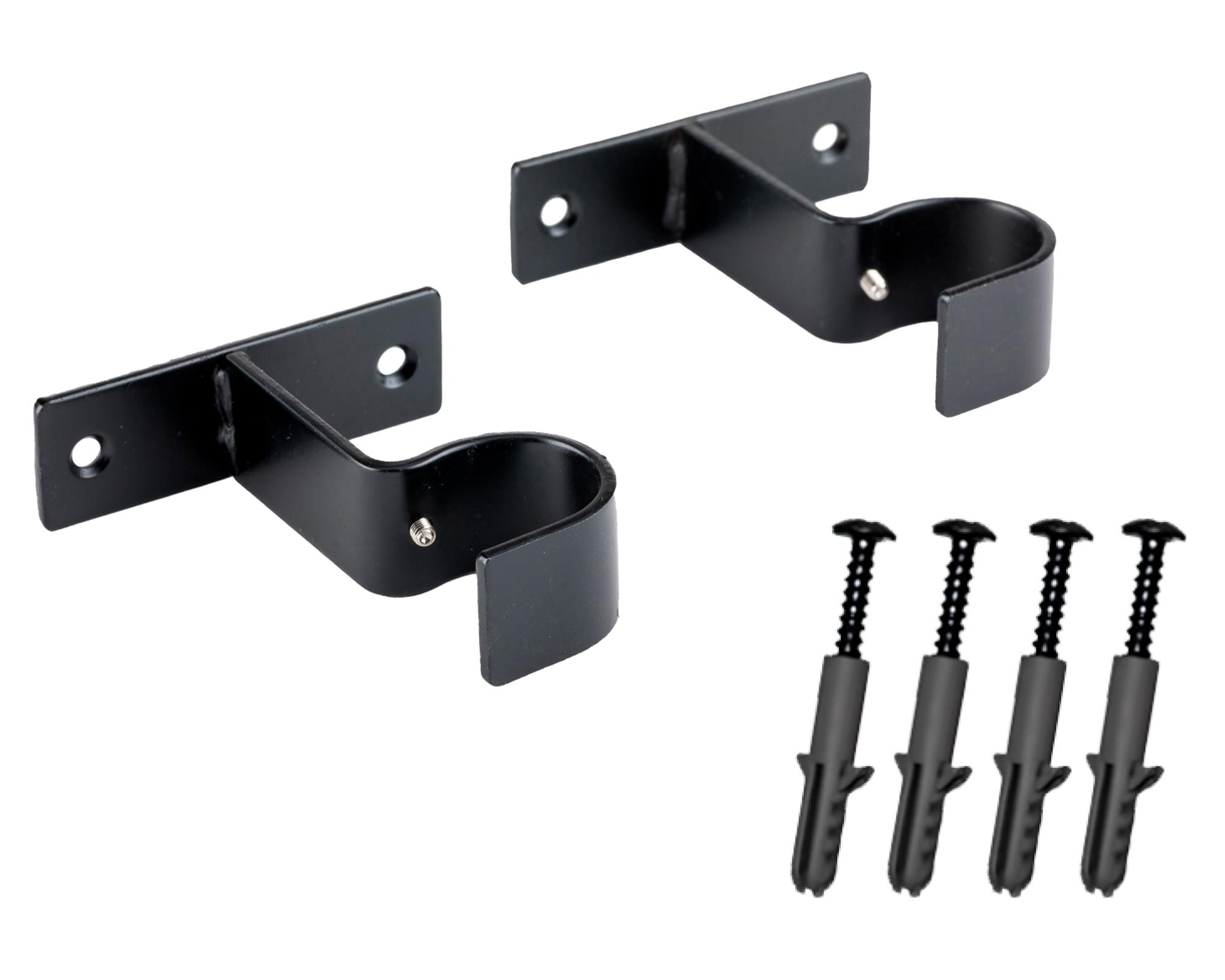 Soporte cortina muro simple negro 28 mm 2 unidades-2