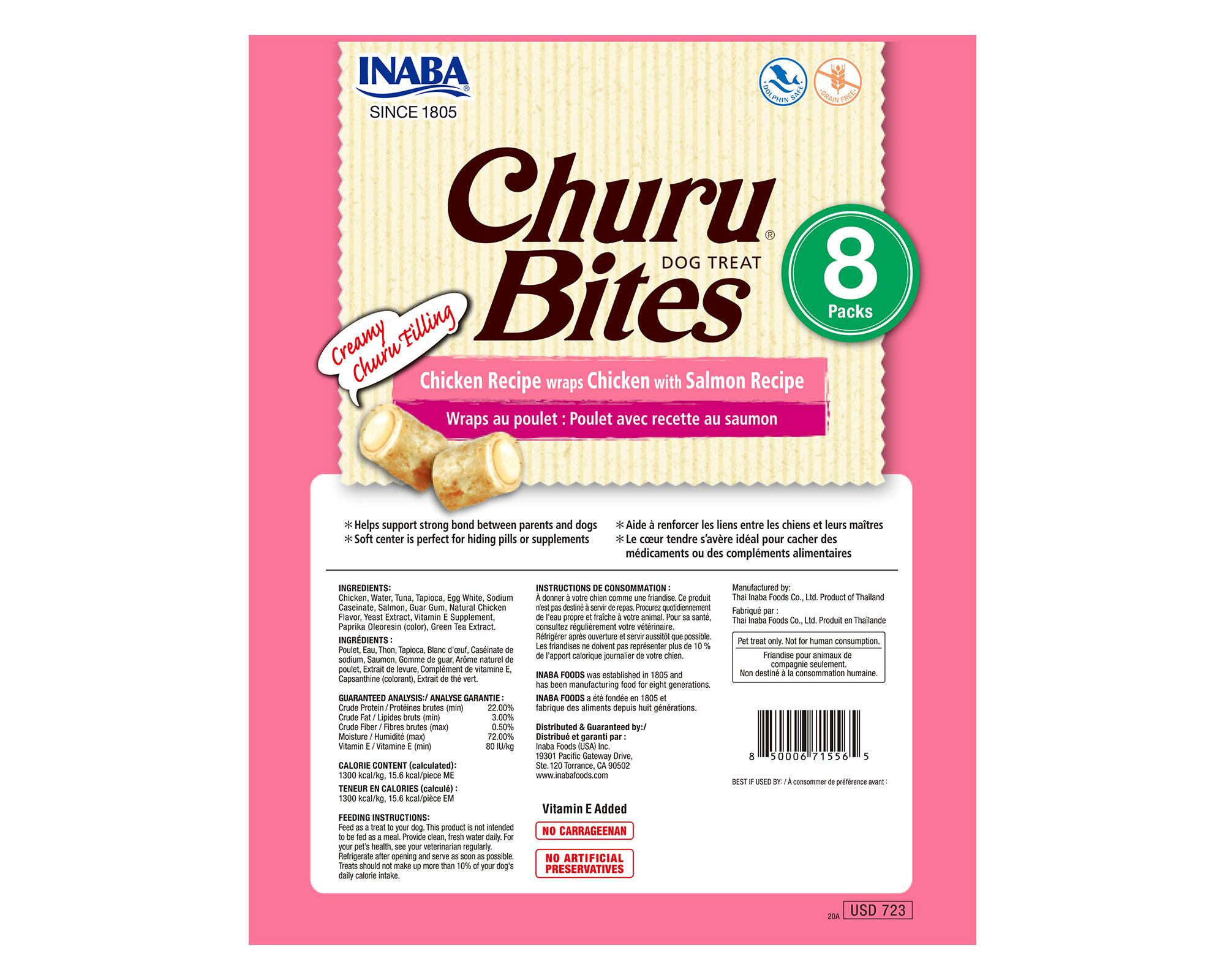 Snack churu Bites perro todas las etapas Pollo con salmón 96 g-1