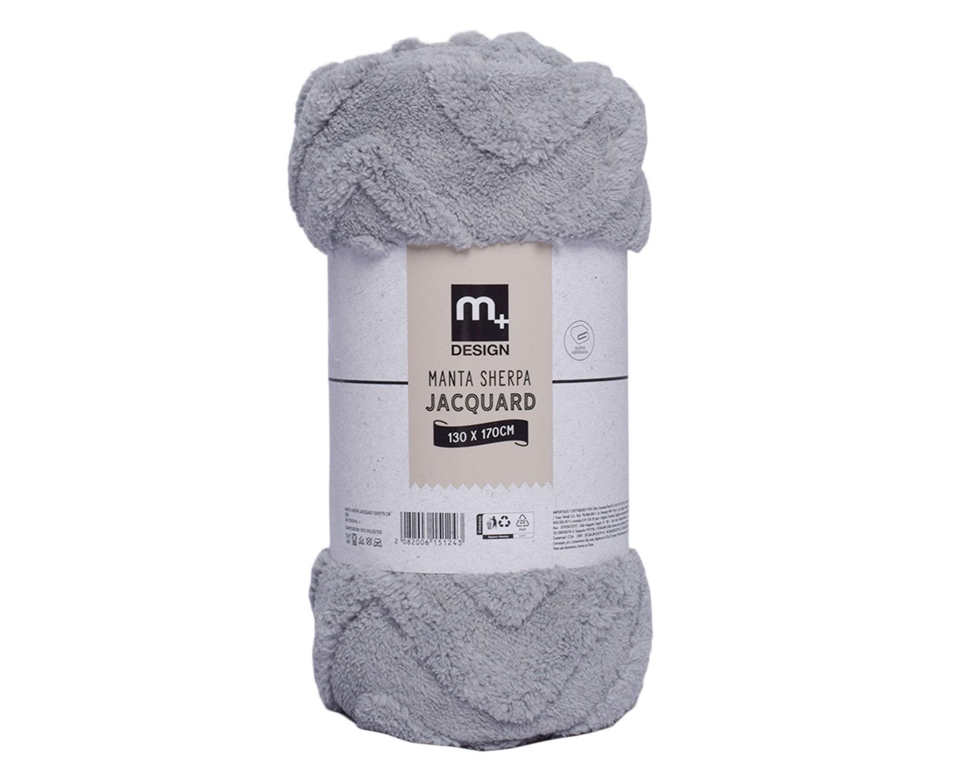 Manta sherpa jacquard gris 130 x 170 cm-1