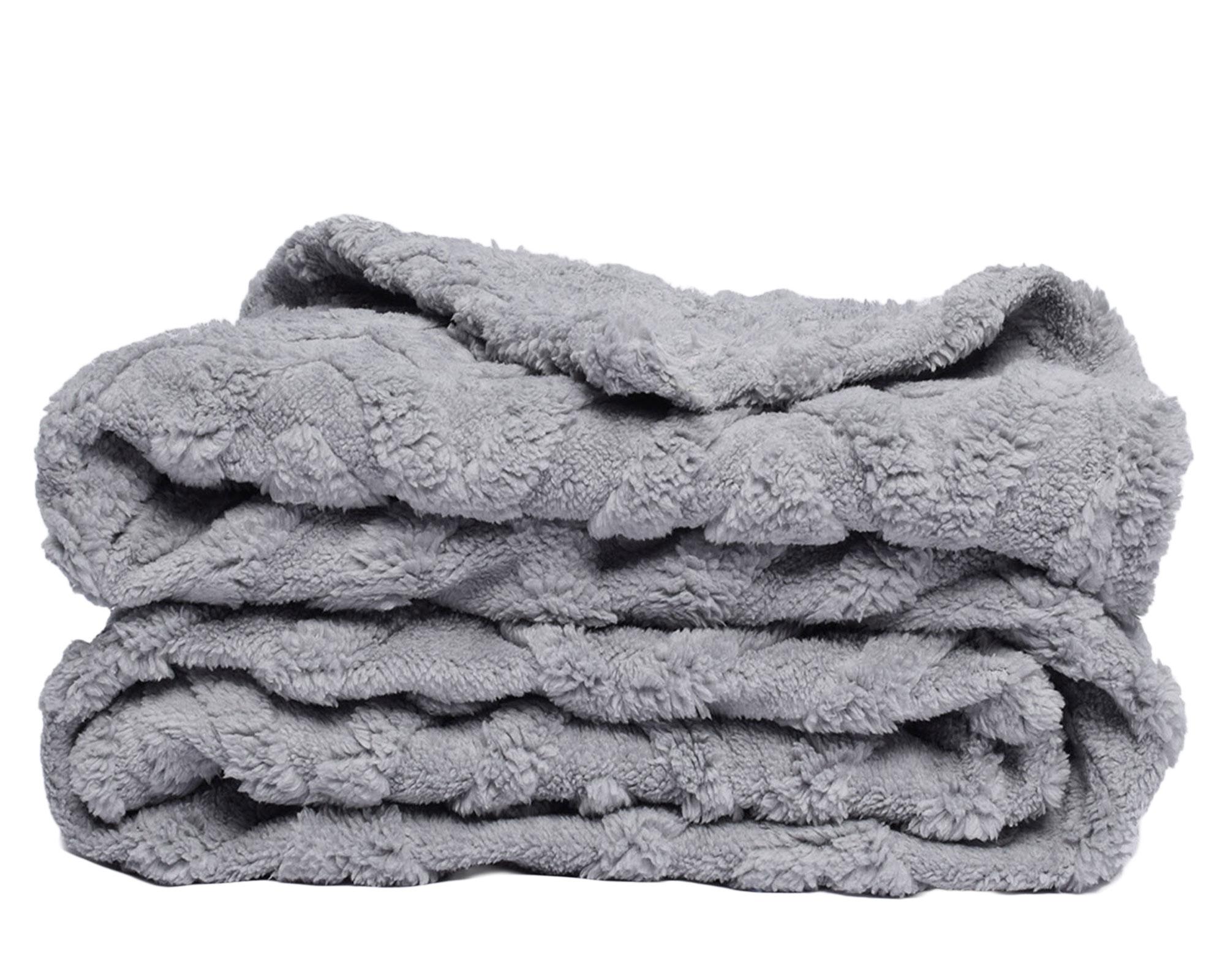 Manta sherpa jacquard gris 130 x 170 cm-0