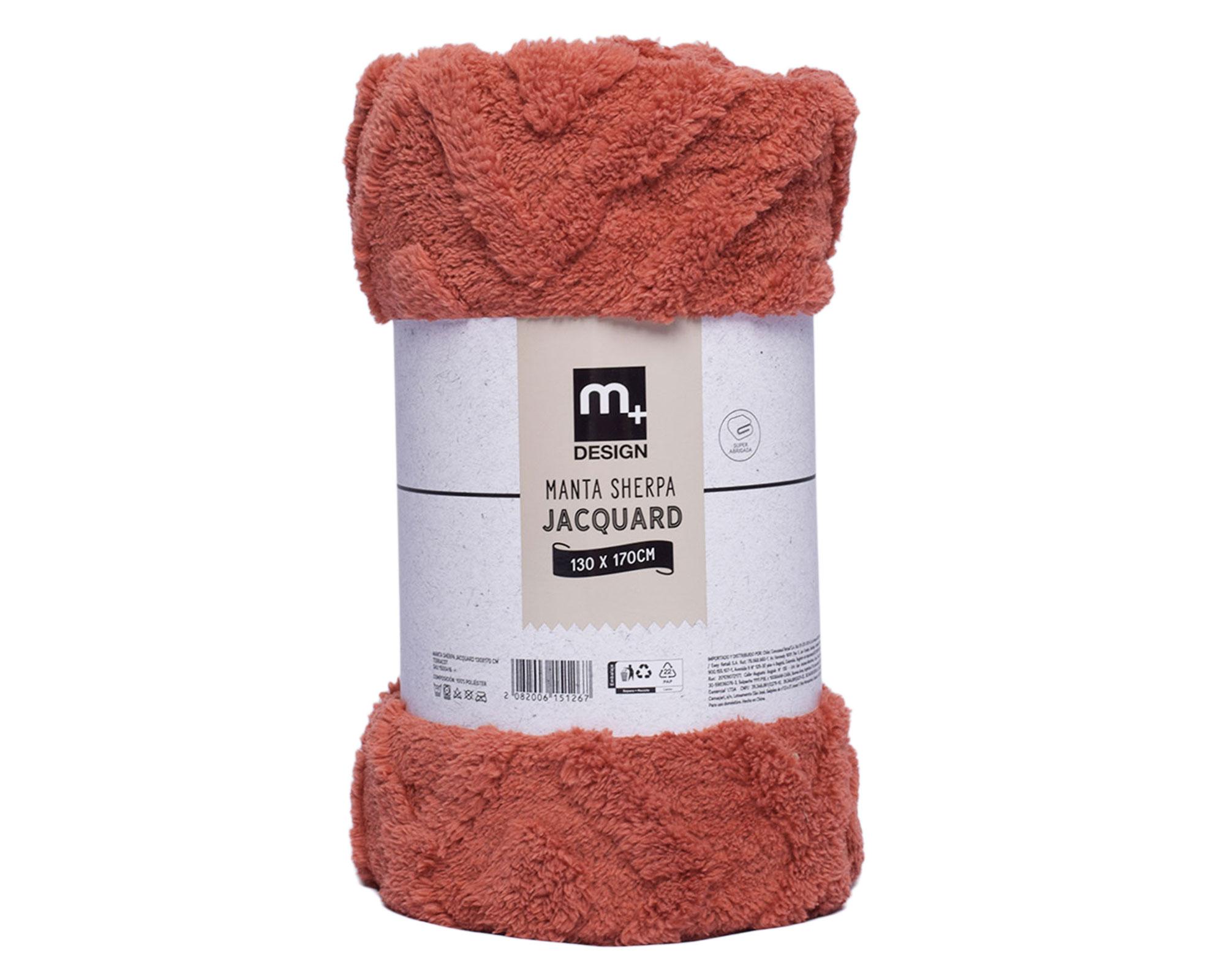 Manta sherpa jacquard terracota 130 x 170 cm-1