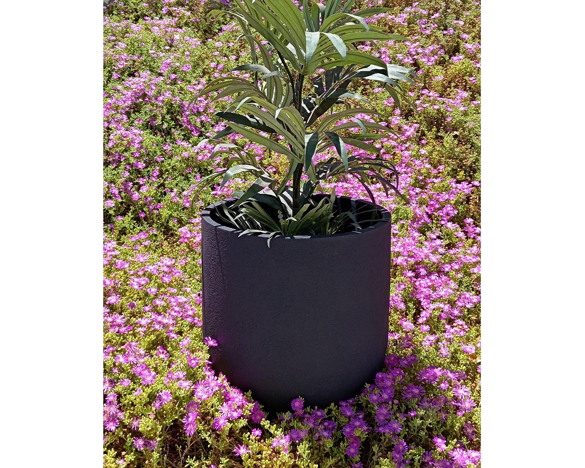 Macetero Rústico Cask gris oscuro 33.5x33 cm-1